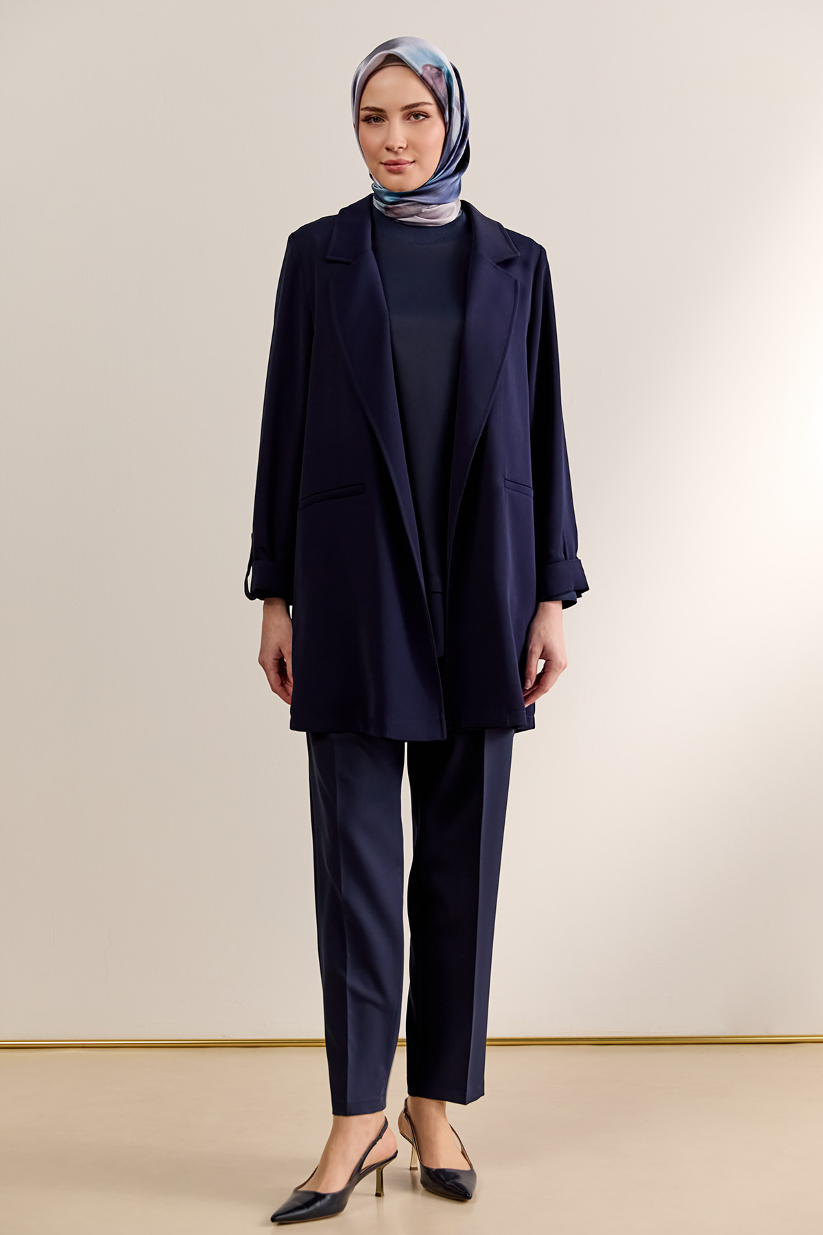 Çizgi Dokulu Krep Ceket, Tesettür Giyim