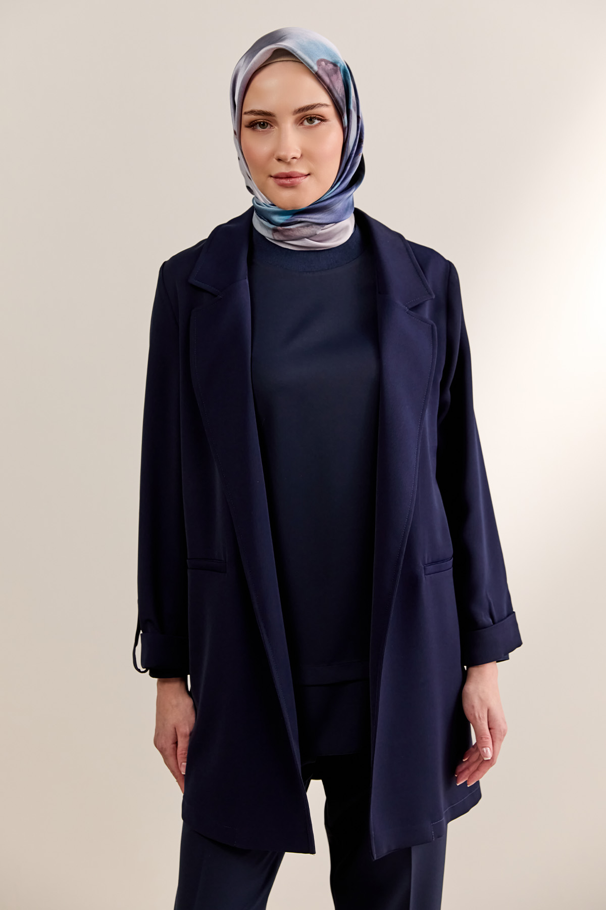 Çizgi Dokulu Krep Ceket, Tesettür Giyim