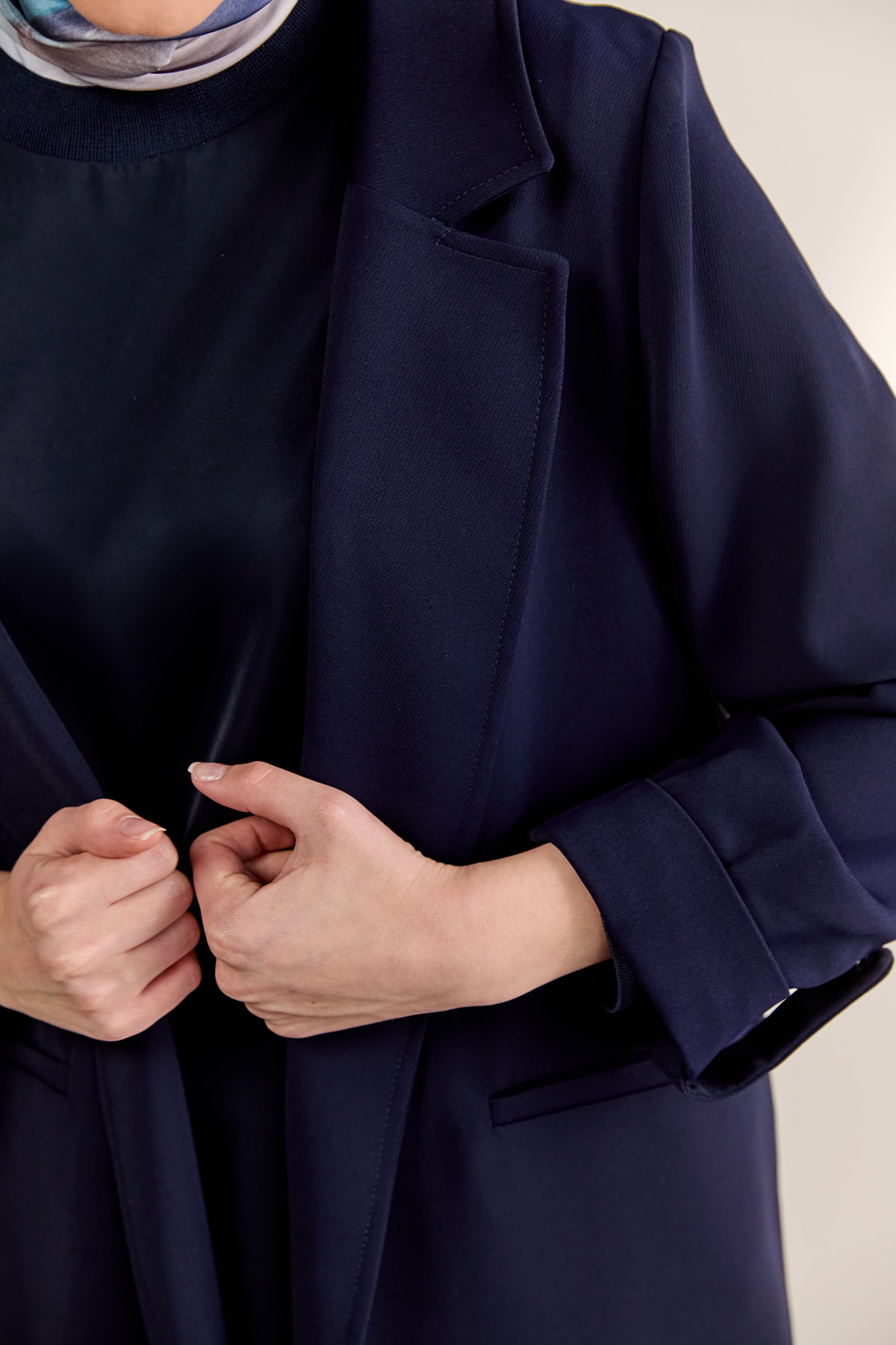 Çizgi Dokulu Krep Ceket, Tesettür Giyim