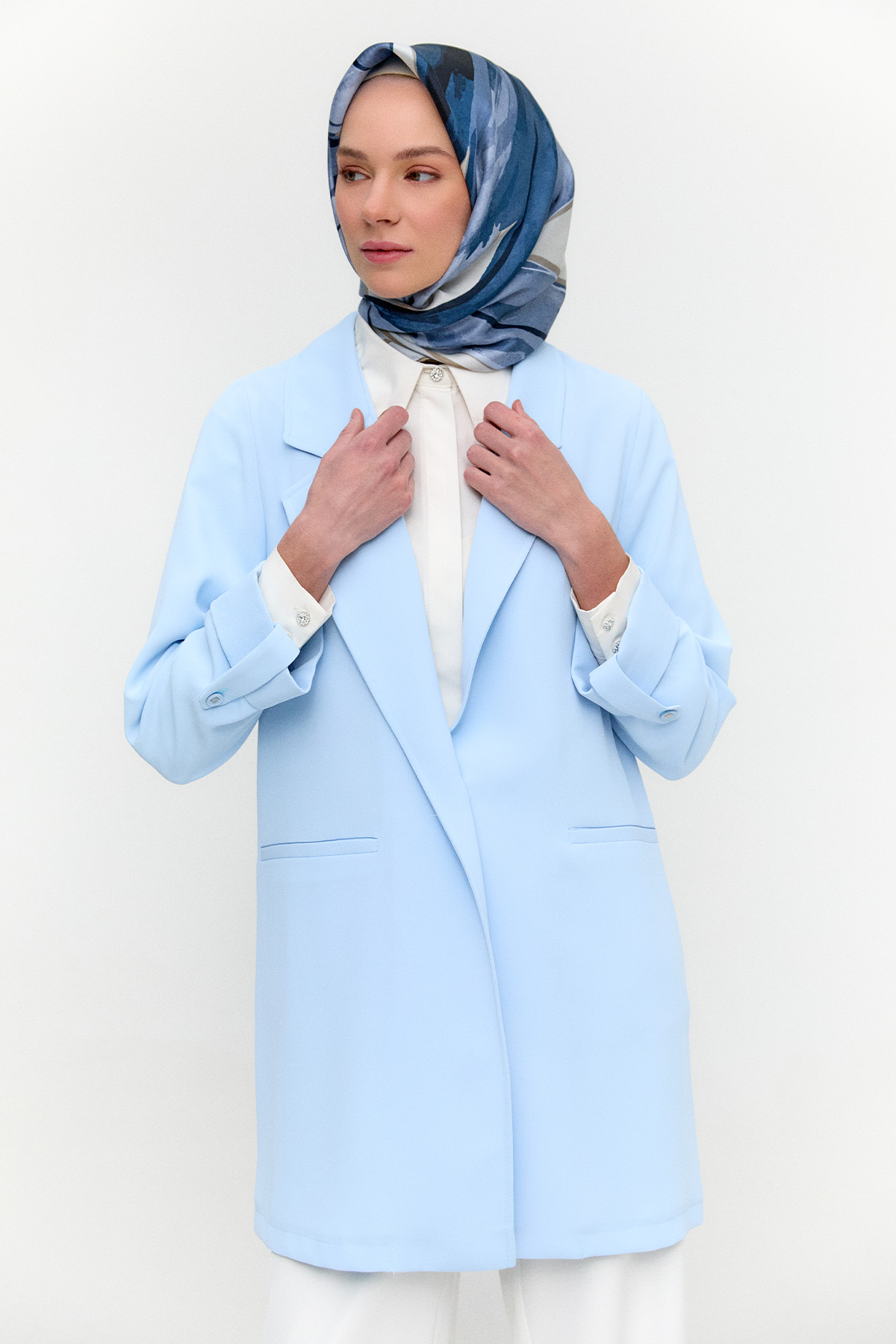 Çizgi Dokulu Krep Ceket, Tesettür Giyim