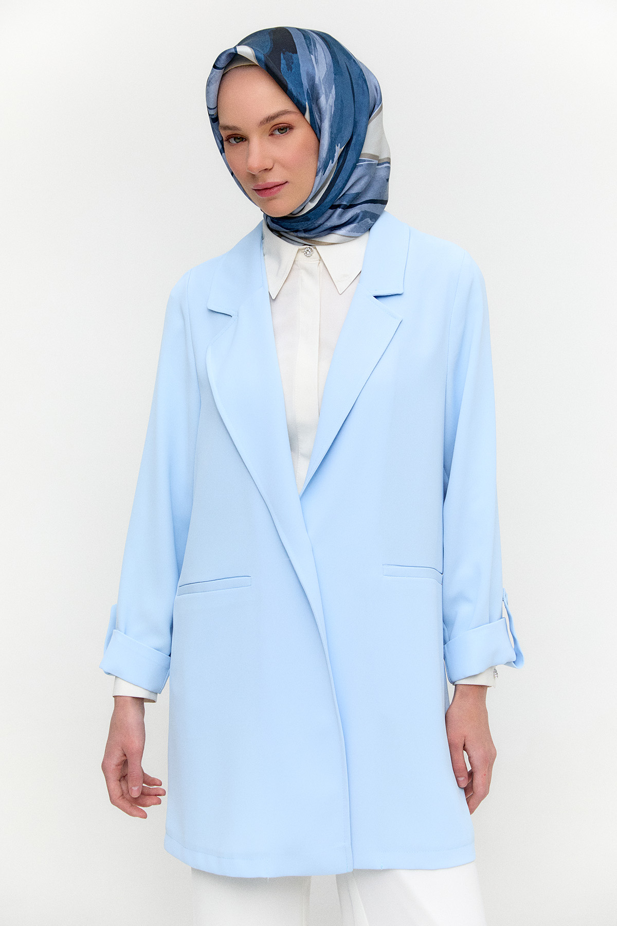 Çizgi Dokulu Krep Ceket, Tesettür Giyim