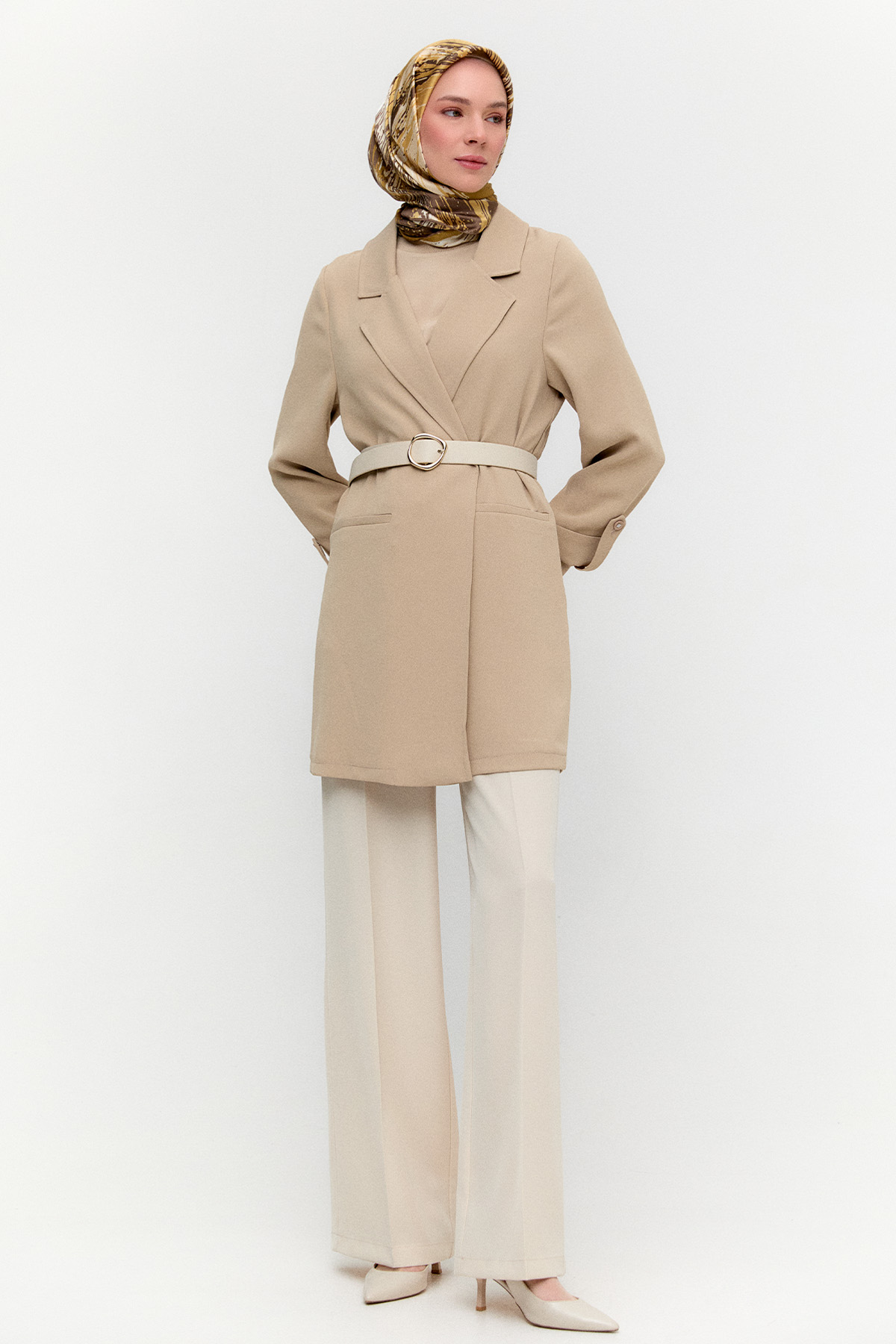 Çizgi Dokulu Krep Ceket, Tesettür Giyim