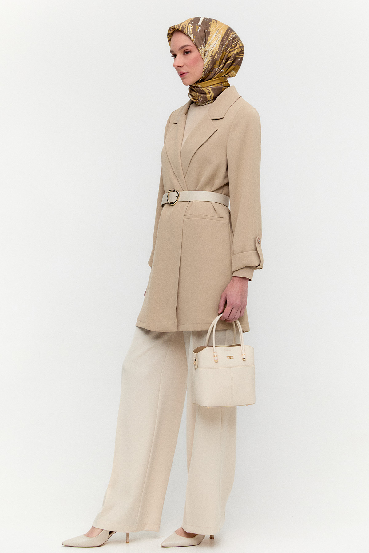 Çizgi Dokulu Krep Ceket, Tesettür Giyim