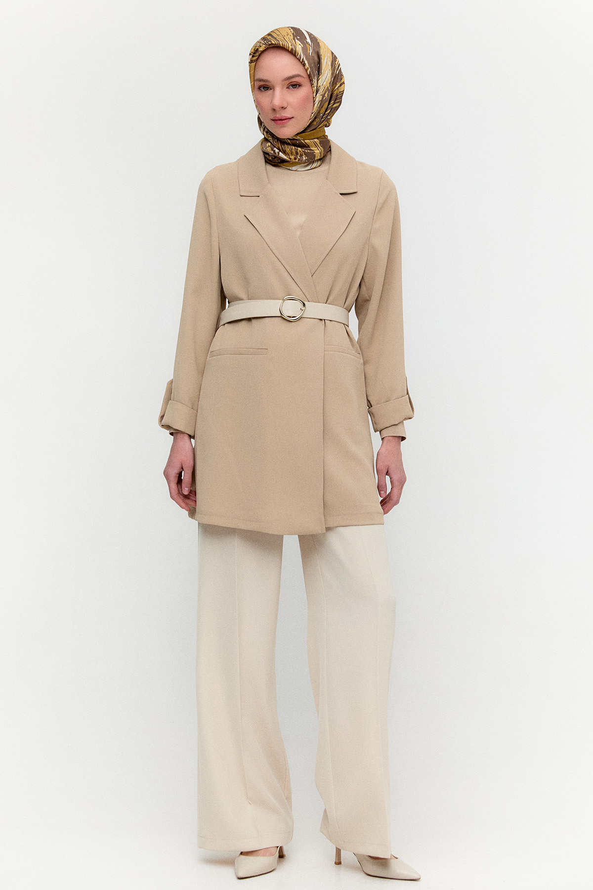 Çizgi Dokulu Krep Ceket, Tesettür Giyim