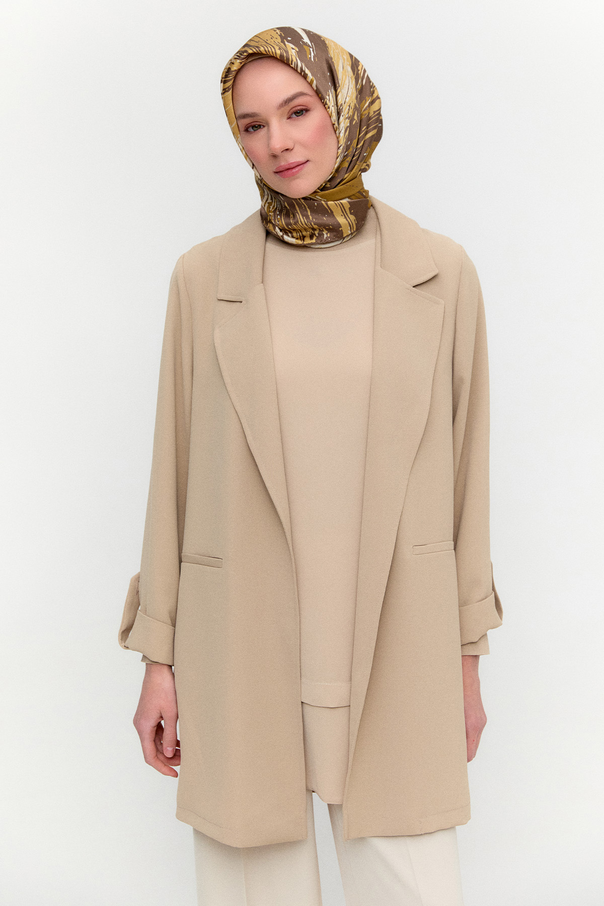 Çizgi Dokulu Krep Ceket, Tesettür Giyim