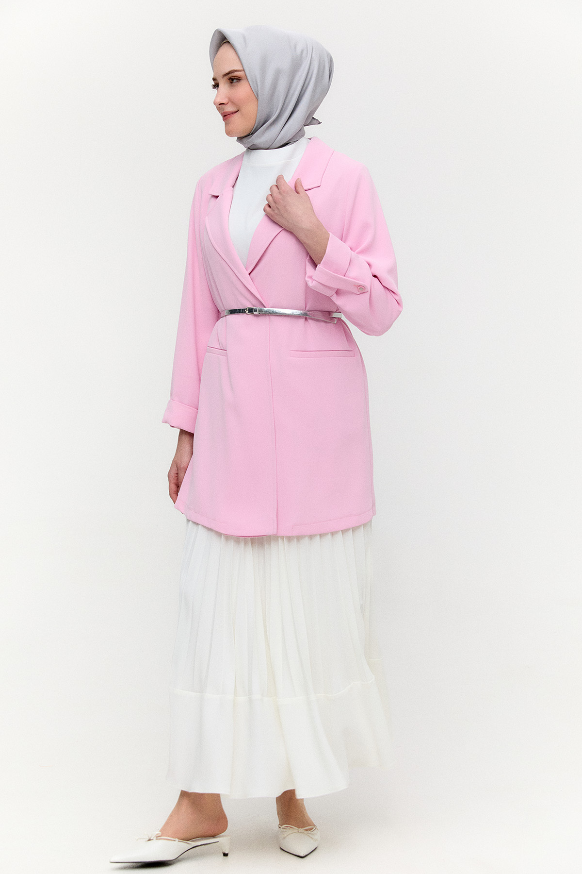 Çizgi Dokulu Krep Ceket, Tesettür Giyim