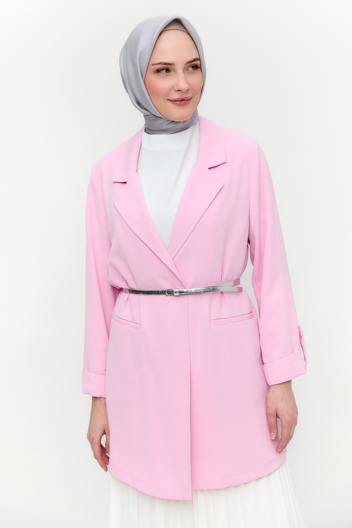 Çizgi Dokulu Krep Ceket, Tesettür Giyim
