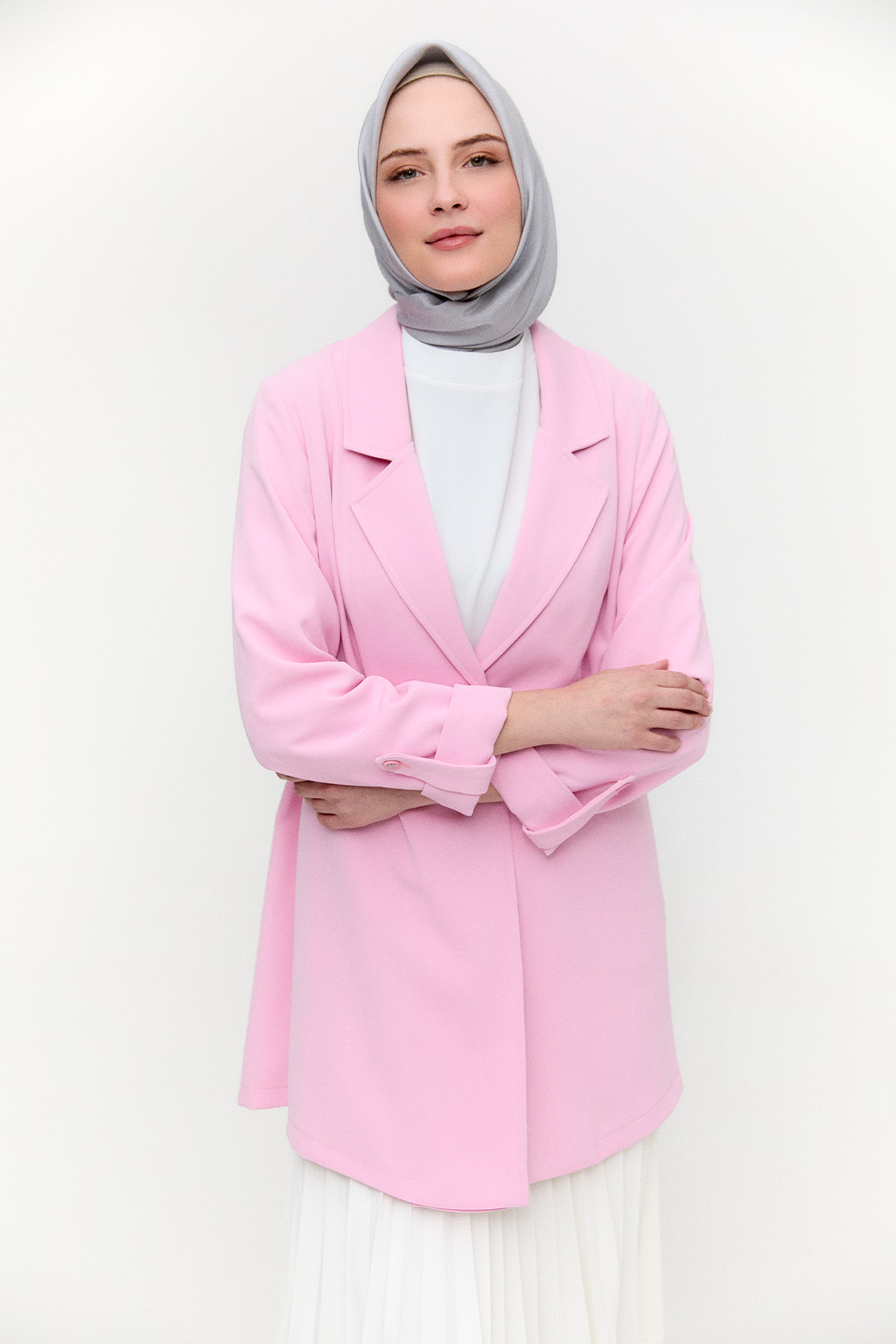 Çizgi Dokulu Krep Ceket, Tesettür Giyim