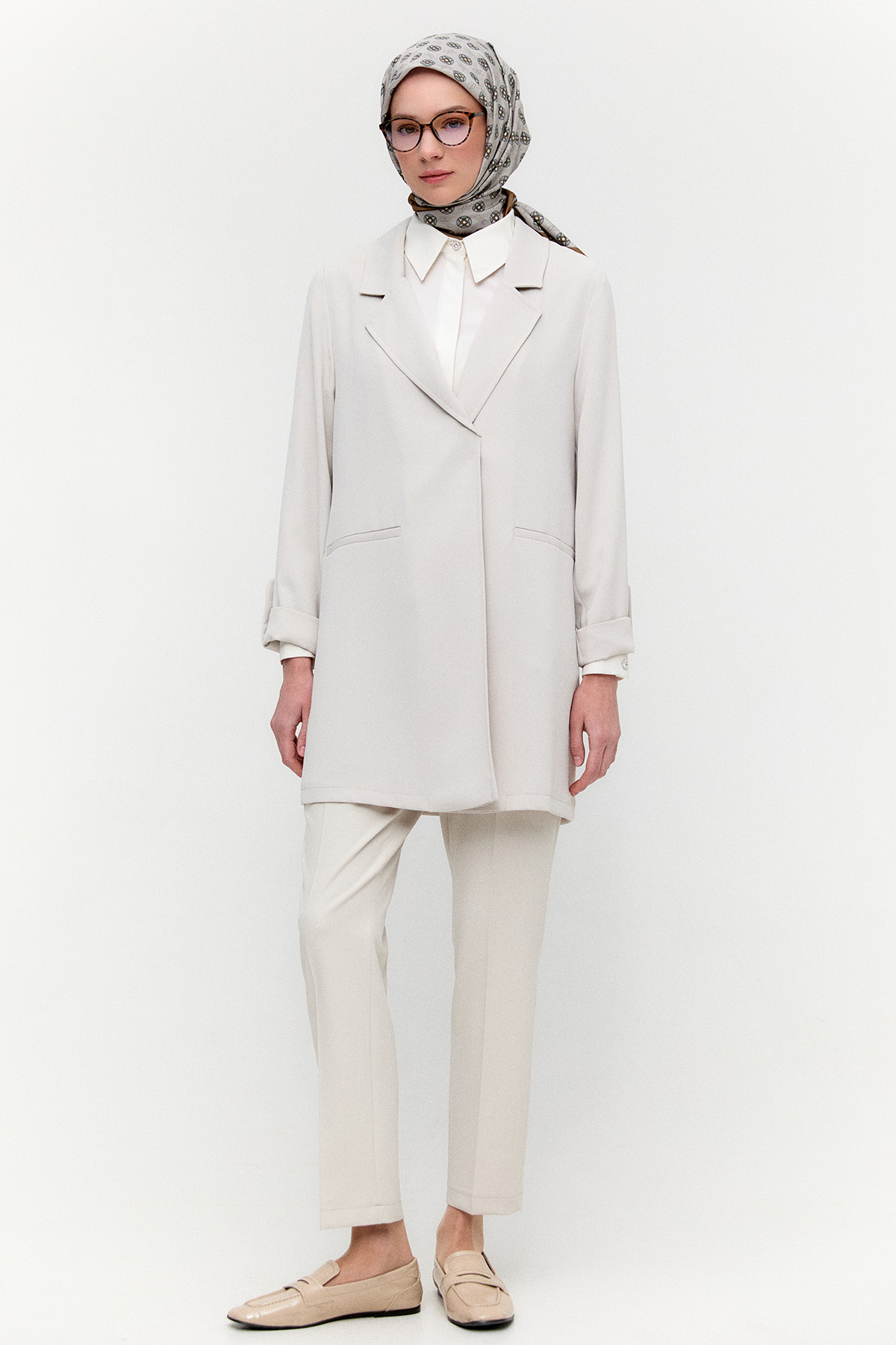 Çizgi Dokulu Krep Ceket, Tesettür Giyim