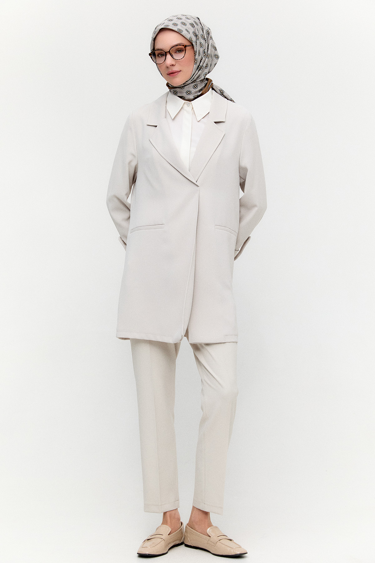 Çizgi Dokulu Krep Ceket, Tesettür Giyim