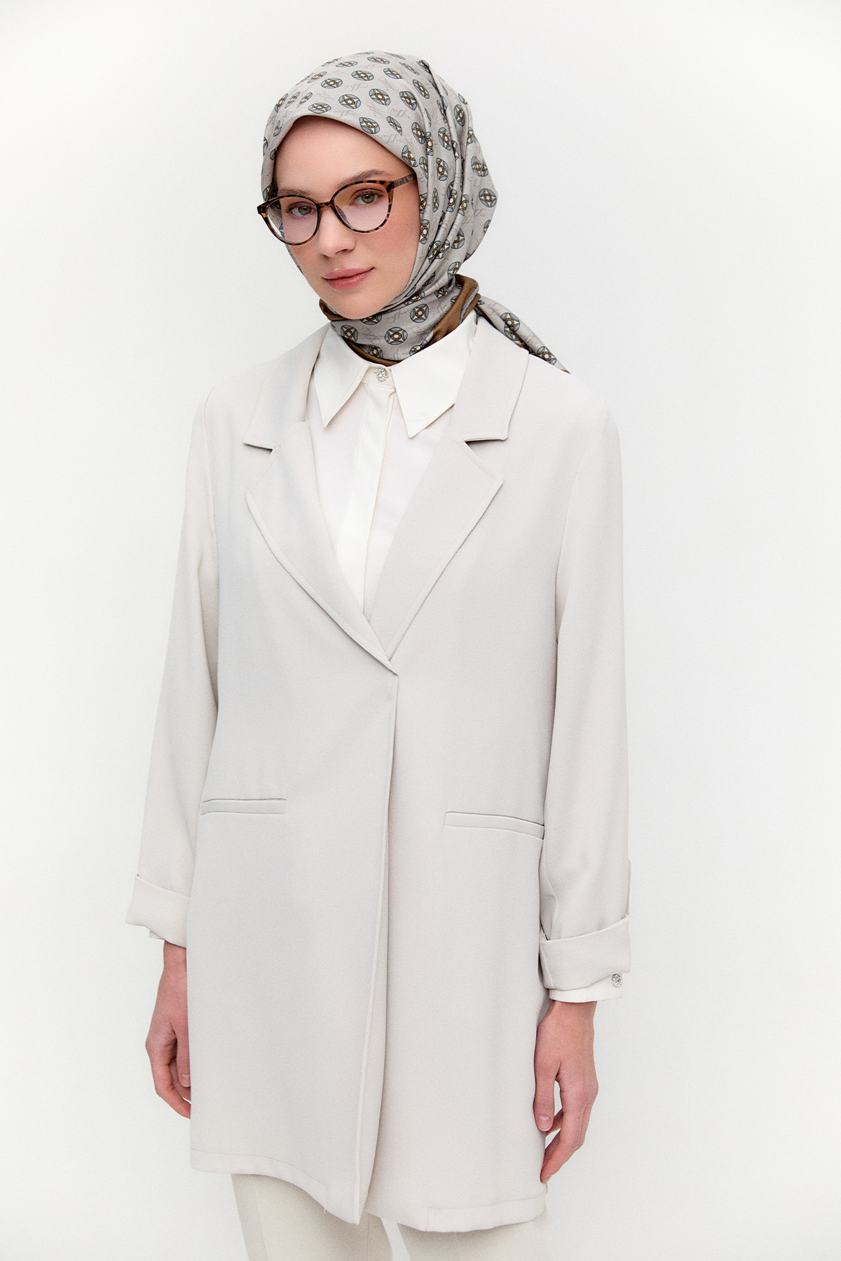 Çizgi Dokulu Krep Ceket, Tesettür Giyim