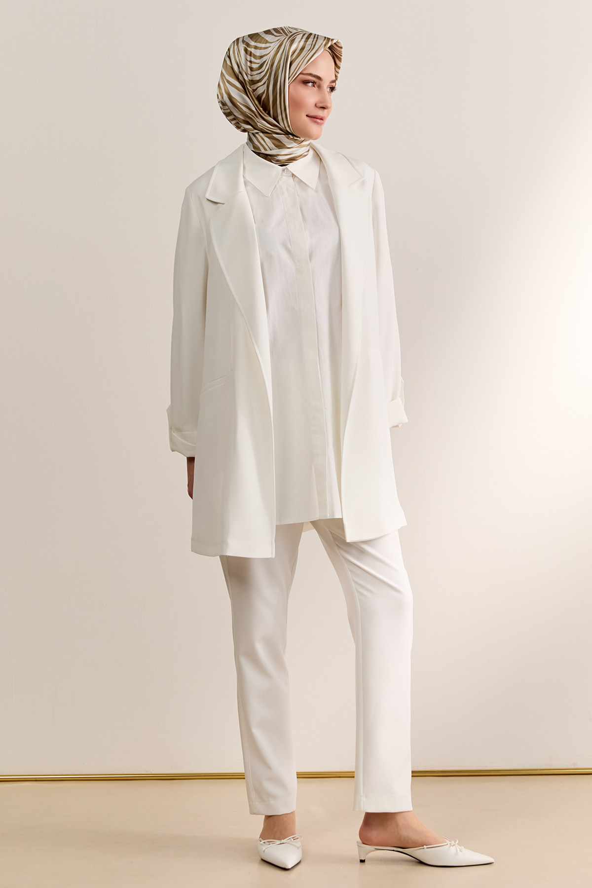 Çizgi Dokulu Krep Ceket, Tesettür Giyim