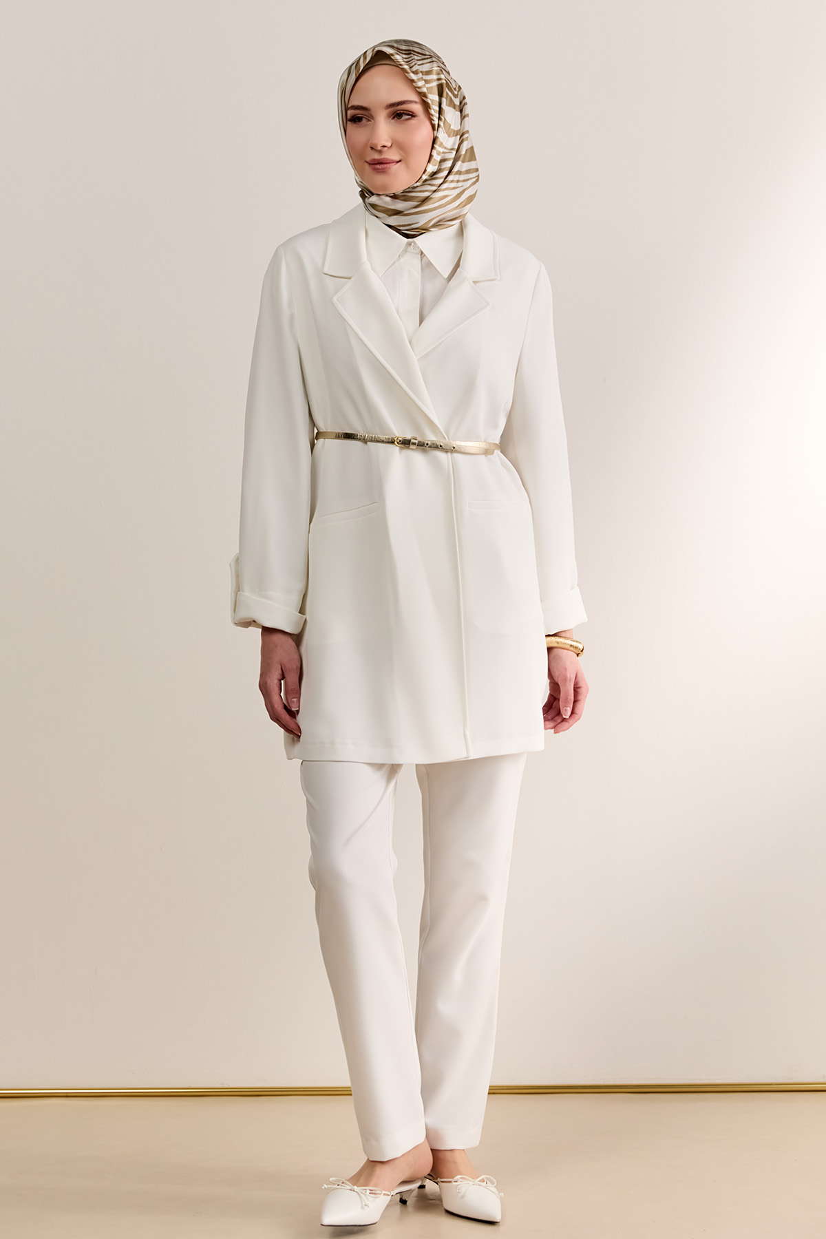 Çizgi Dokulu Krep Ceket, Tesettür Giyim