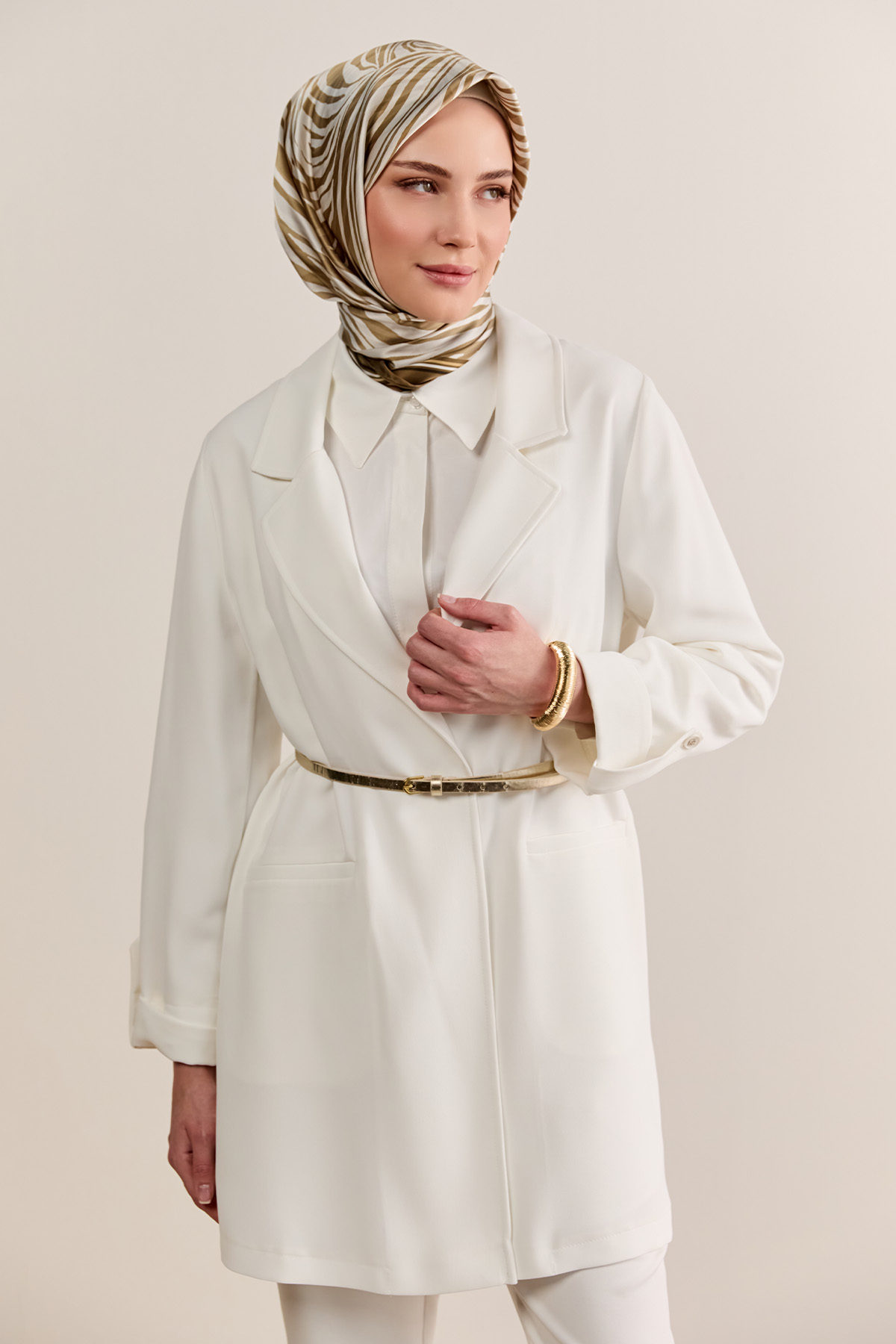 Çizgi Dokulu Krep Ceket, Tesettür Giyim