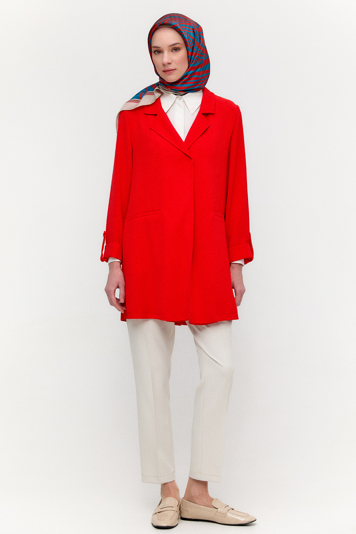 Çizgi Dokulu Krep Ceket, Tesettür Giyim