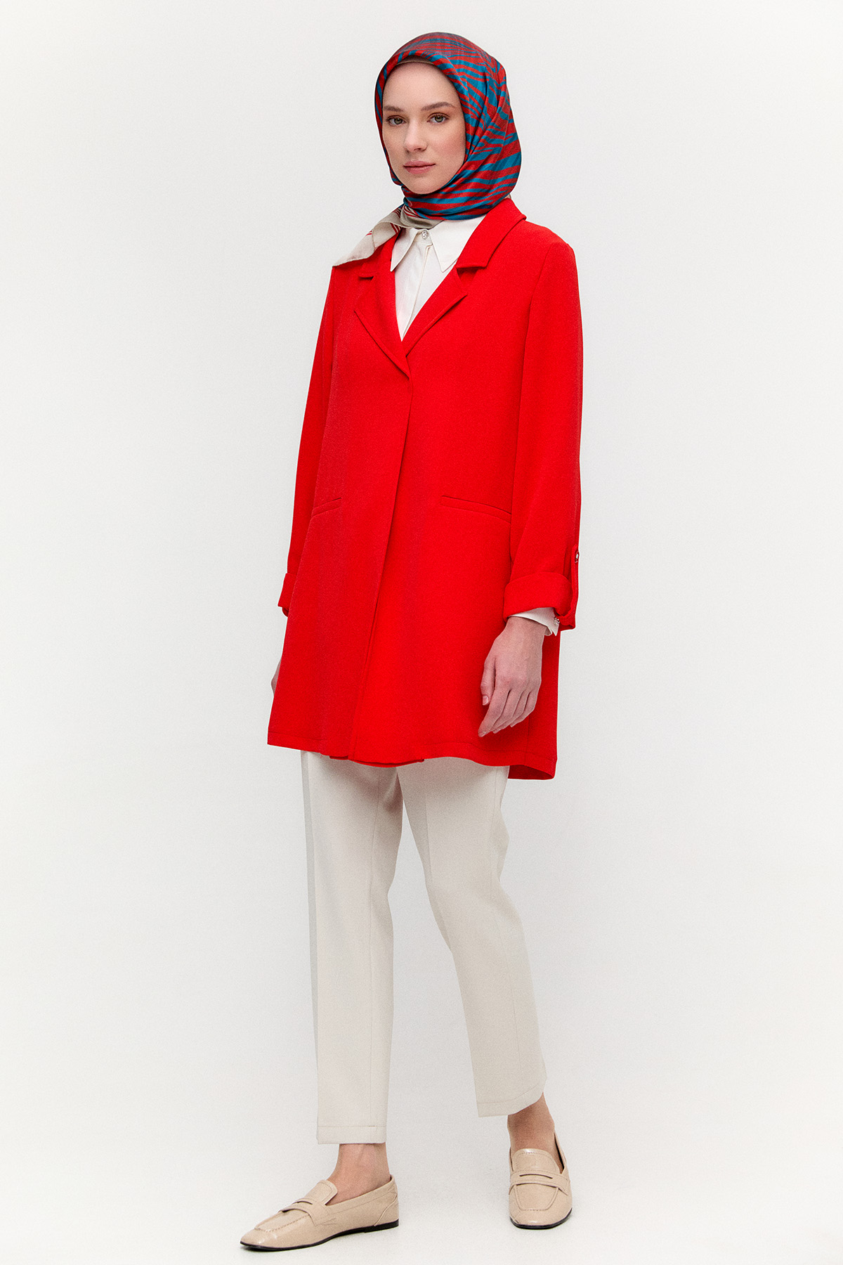 Çizgi Dokulu Krep Ceket, Tesettür Giyim