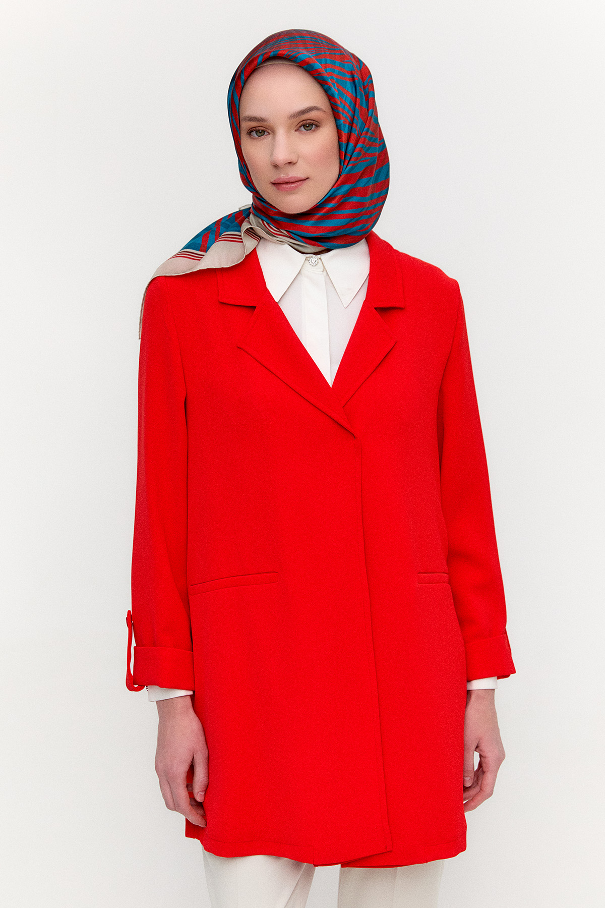 Çizgi Dokulu Krep Ceket, Tesettür Giyim
