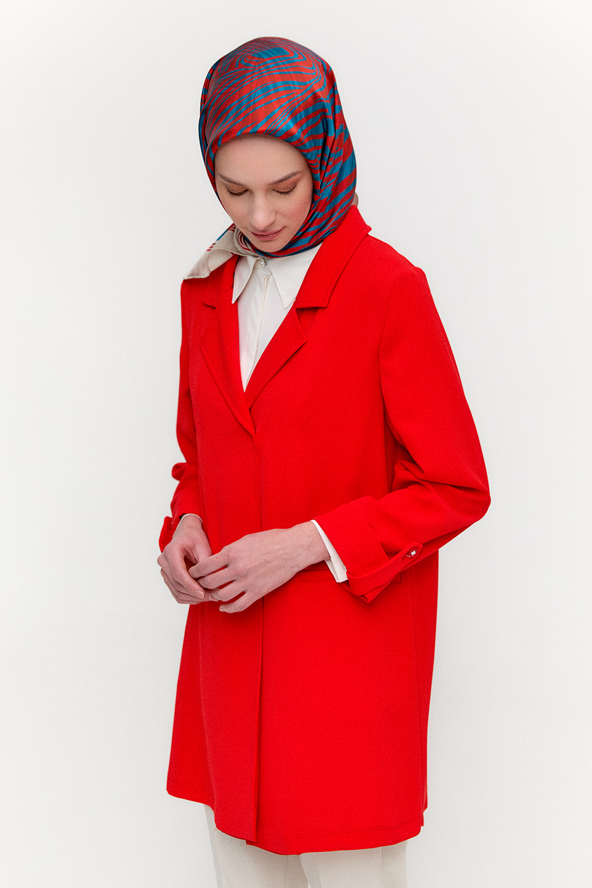 Çizgi Dokulu Krep Ceket, Tesettür Giyim