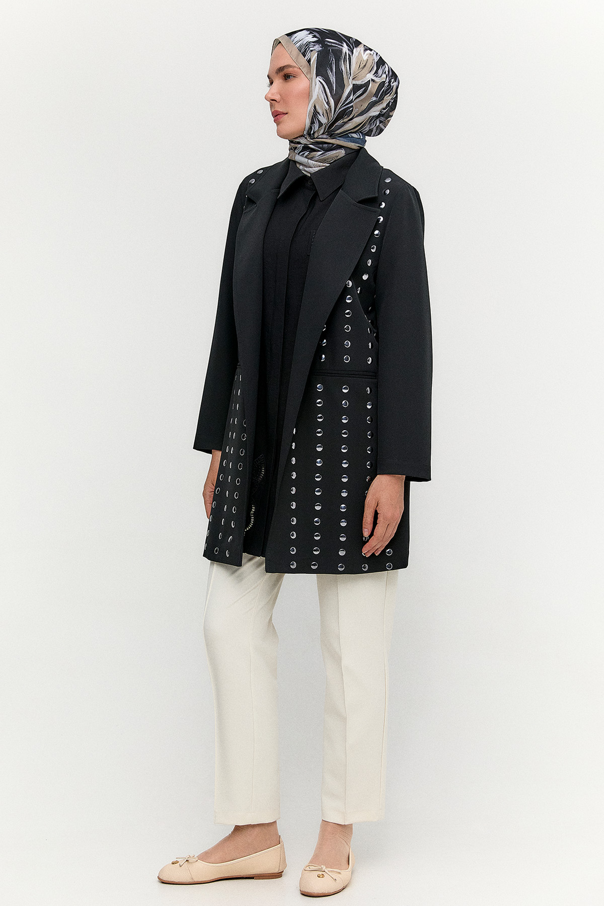 Metal Taşlı Blazer Ceket, Tesettür Giyim