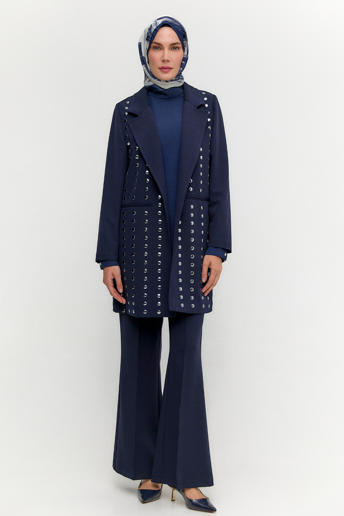 Metal Taşlı Blazer Ceket, Tesettür Giyim
