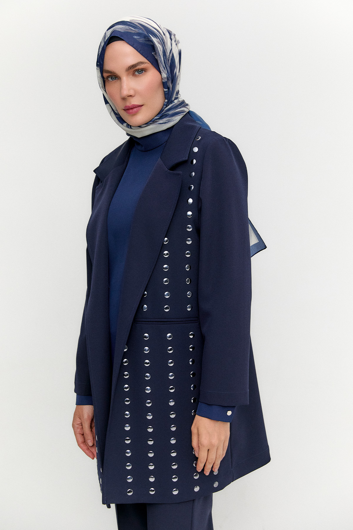 Metal Taşlı Blazer Ceket, Tesettür Giyim