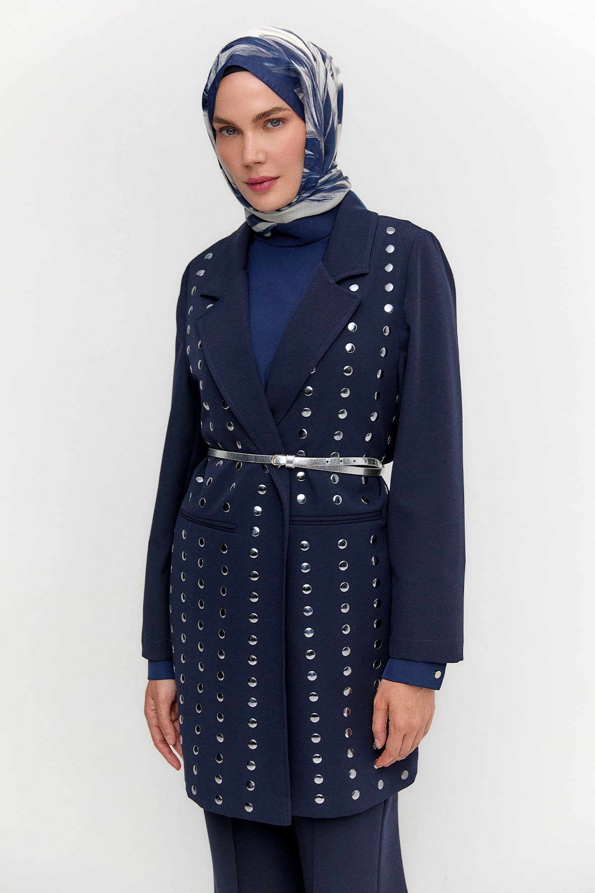 Metal Taşlı Blazer Ceket, Tesettür Giyim