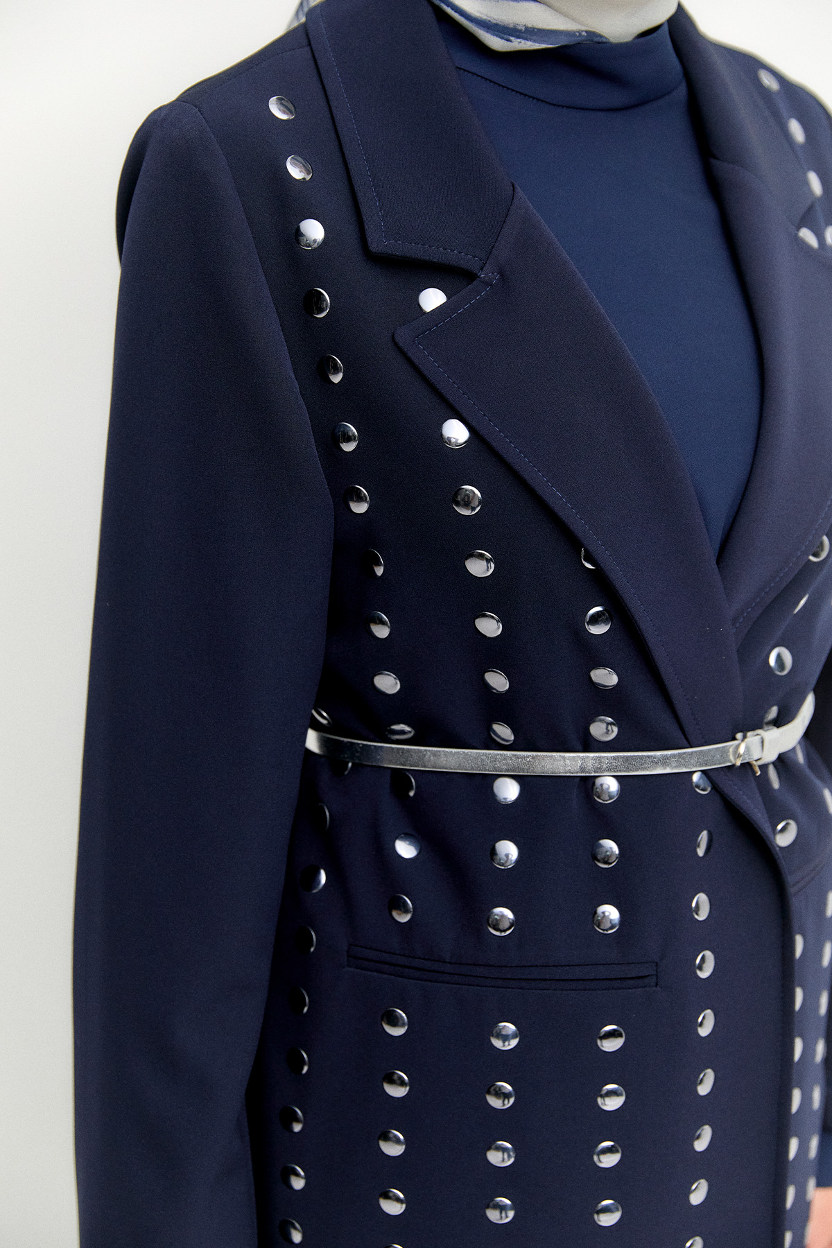 Metal Taşlı Blazer Ceket, Tesettür Giyim