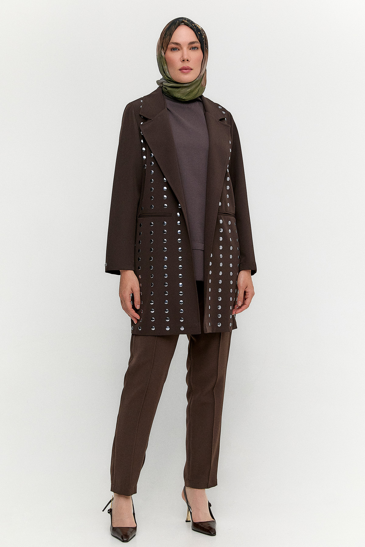 Metal Taşlı Blazer Ceket, Tesettür Giyim