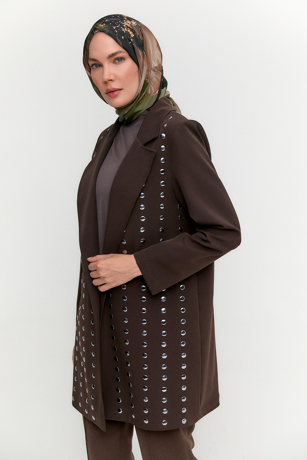 Metal Taşlı Blazer Ceket, Tesettür Giyim