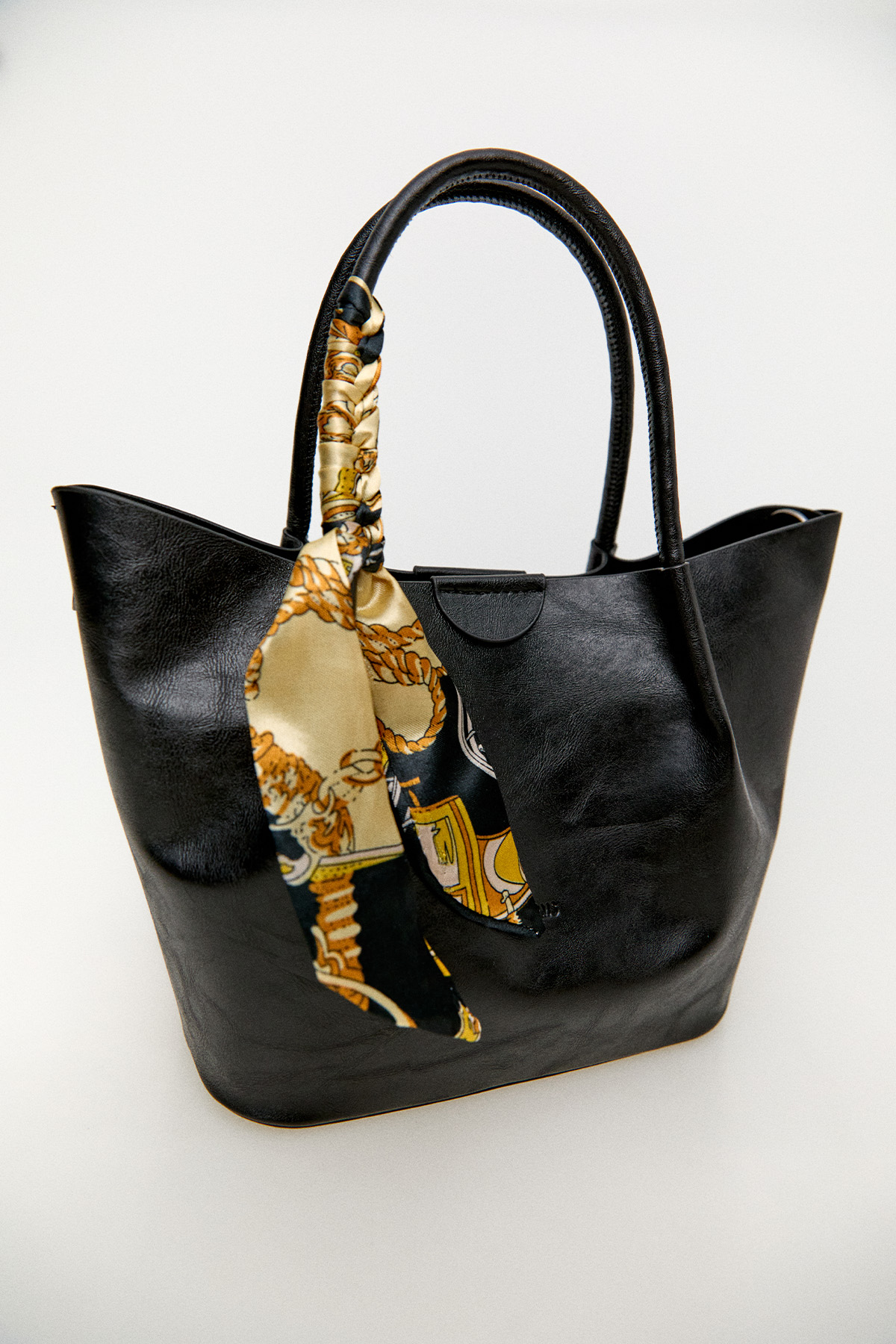 Fularlı Deri Askılı Geniş Çanta, Tesettür Giyim