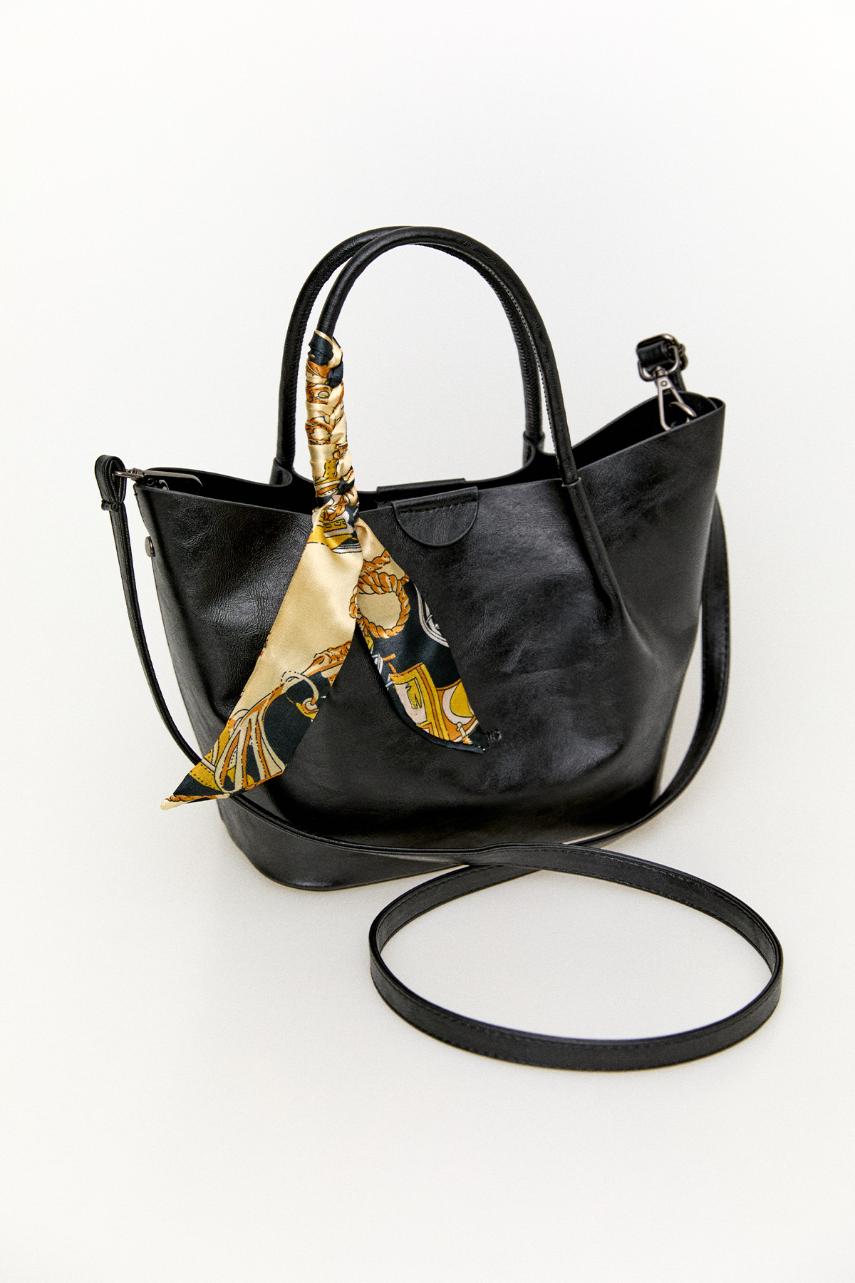 Fularlı Deri Askılı Geniş Çanta, Tesettür Giyim