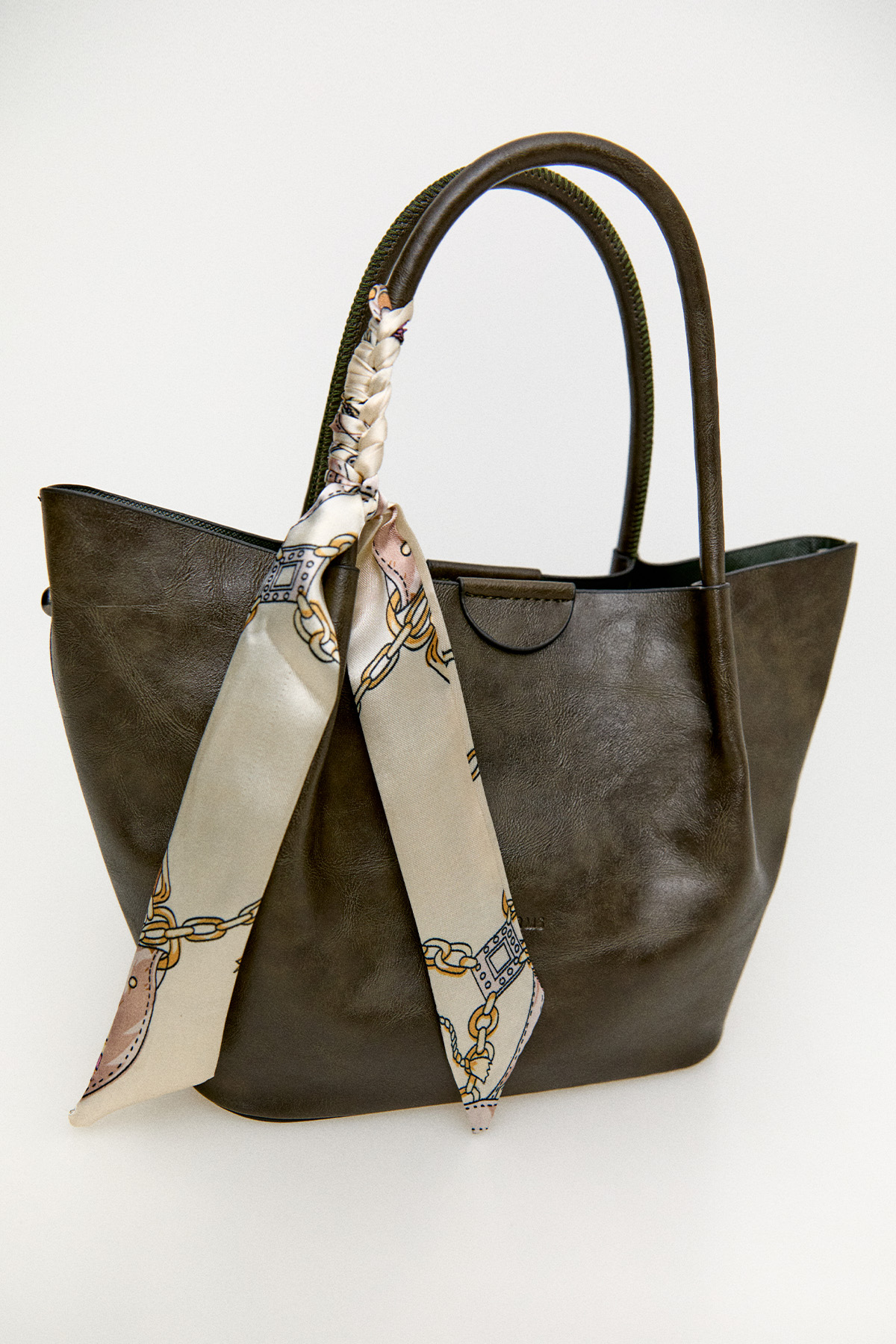 Fularlı Deri Askılı Geniş Çanta, Tesettür Giyim