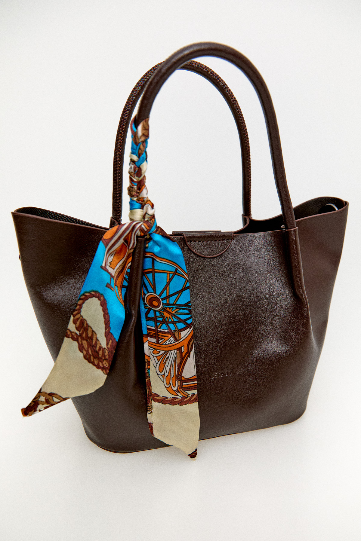 Fularlı Deri Askılı Geniş Çanta, Tesettür Giyim