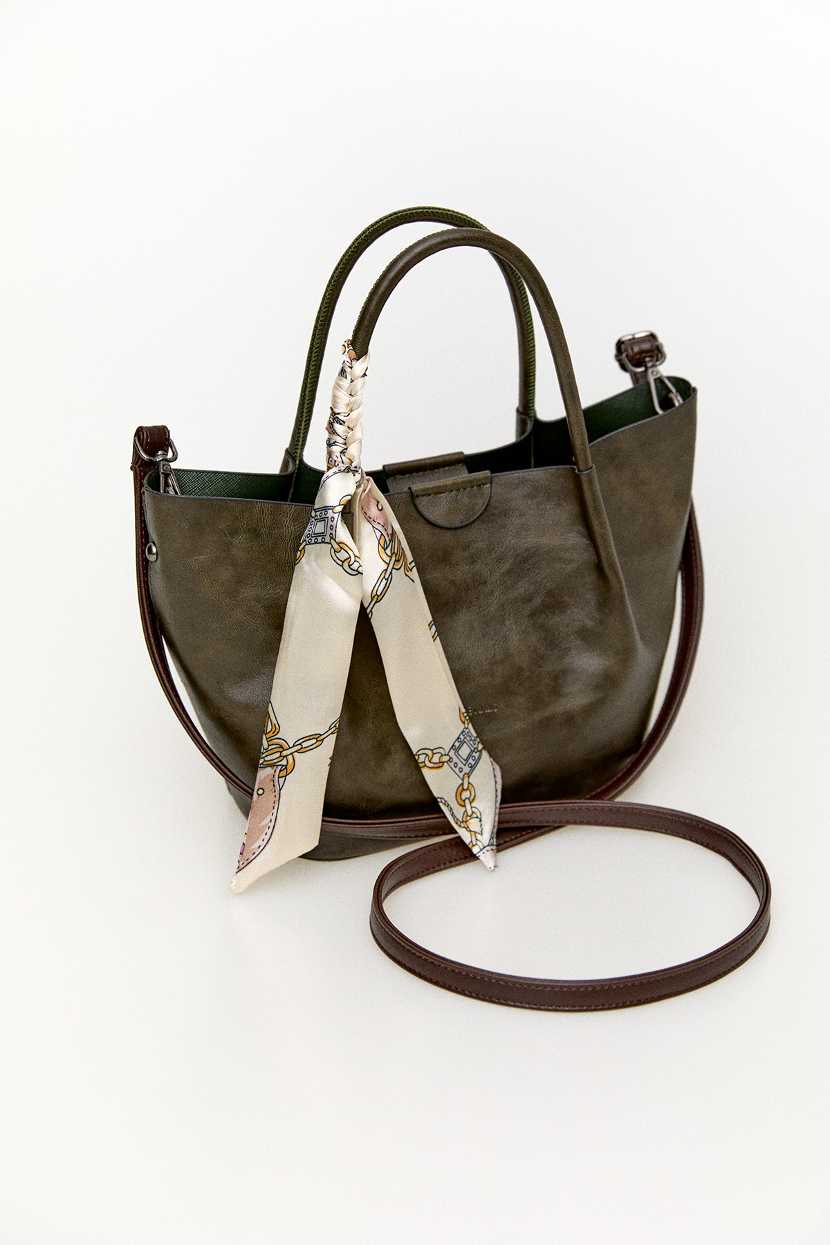 Fularlı Deri Askılı Geniş Çanta, Tesettür Giyim