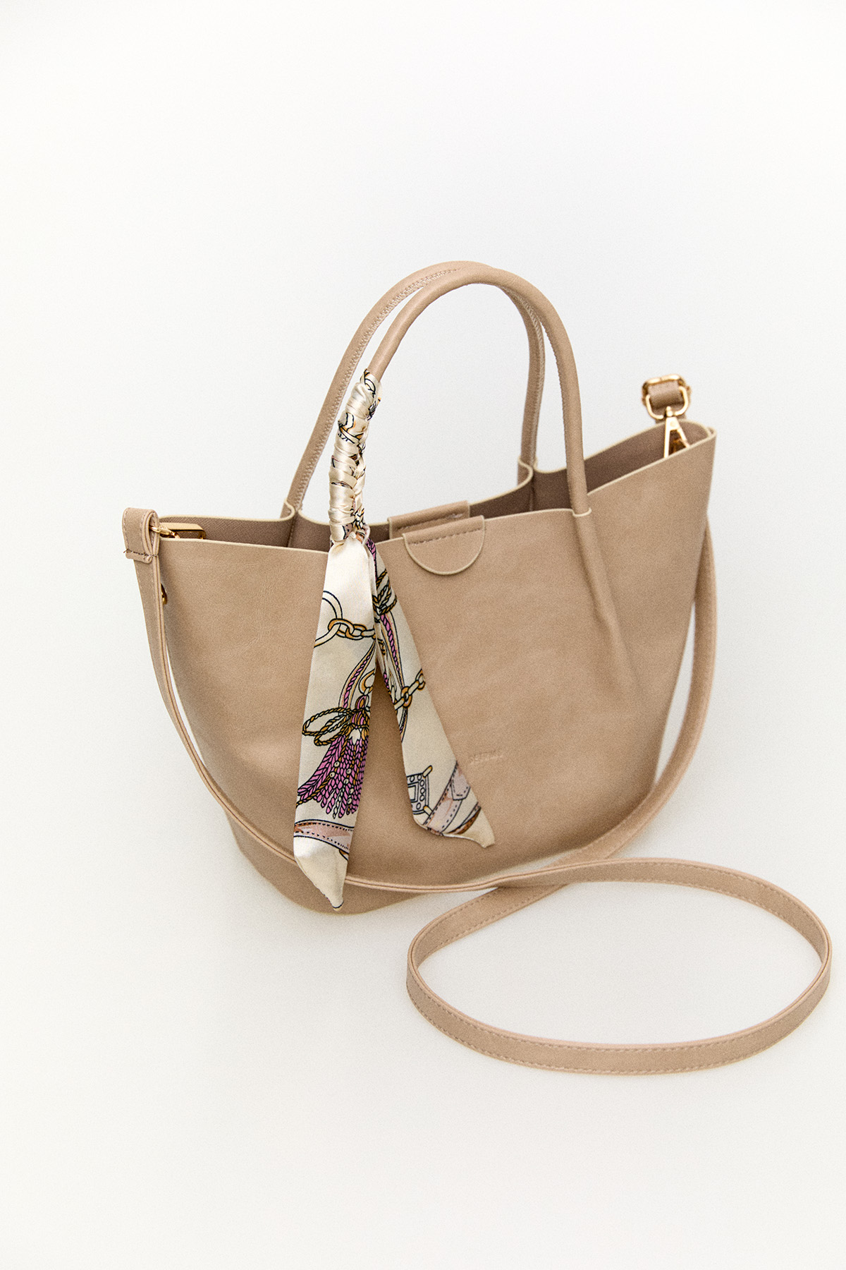 Fularlı Deri Askılı Geniş Çanta, Tesettür Giyim