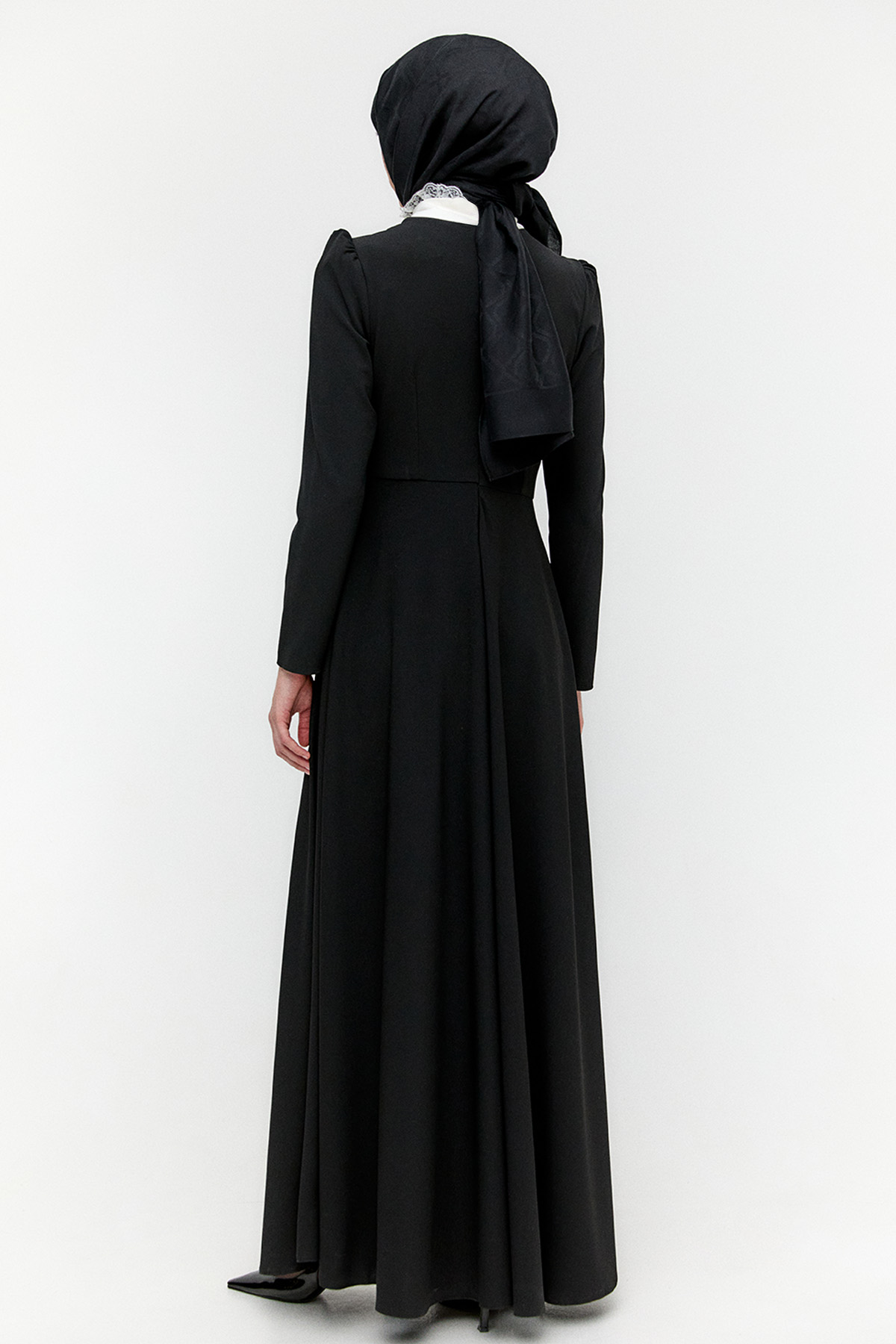 Önlük Yakalı Krep Elbise, Tesettür Giyim