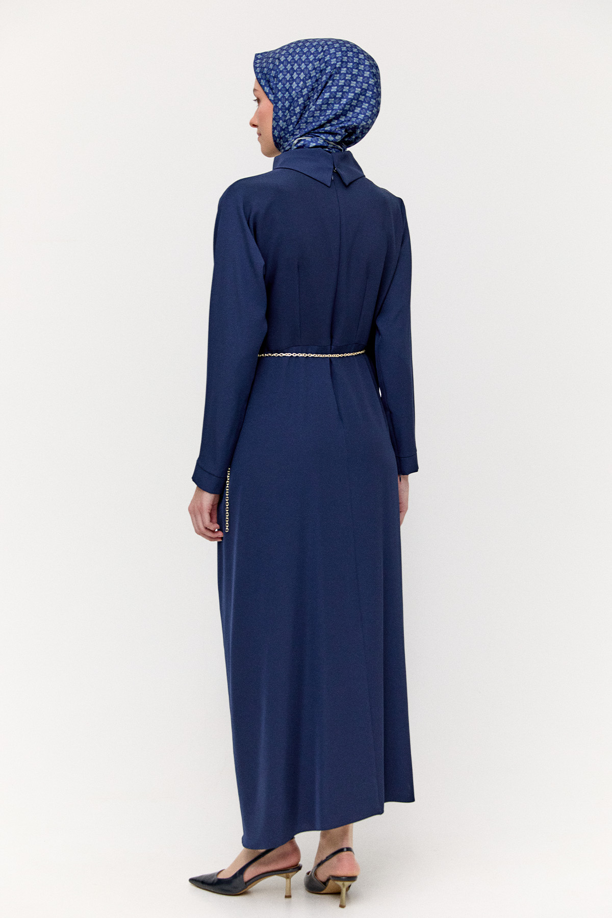 Asimetrik Drapeli Krep Elbise, Tesettür Giyim