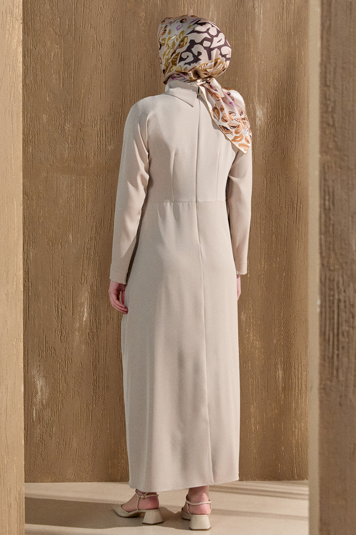 Asimetrik Drapeli Krep Elbise, Tesettür Giyim