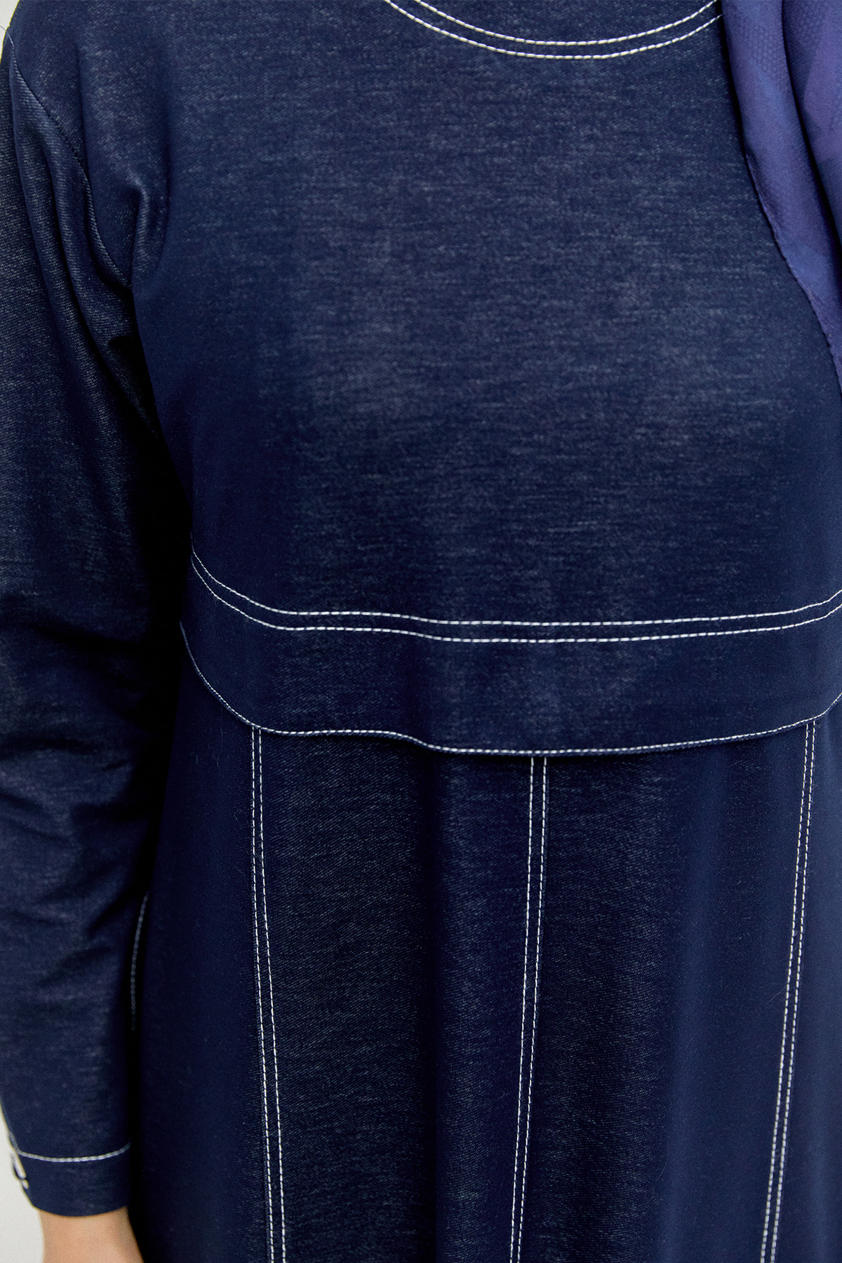 Kargo Cepli Kontrast Dikişli Elbise, Tesettür Giyim