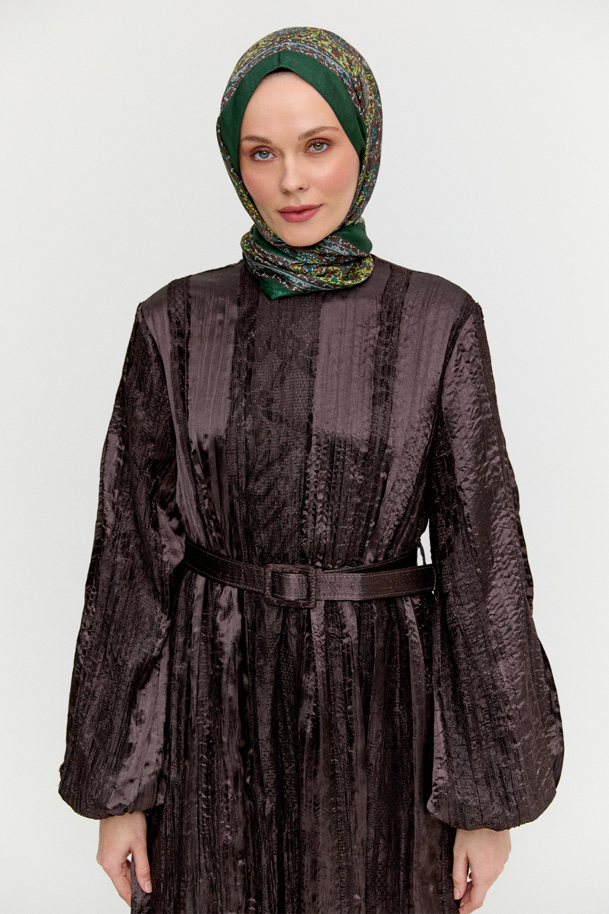 Dantel Motifli Jakarlı Elbise, Tesettür Giyim