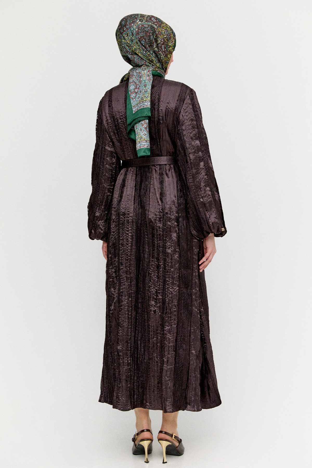 Dantel Motifli Jakarlı Elbise, Tesettür Giyim