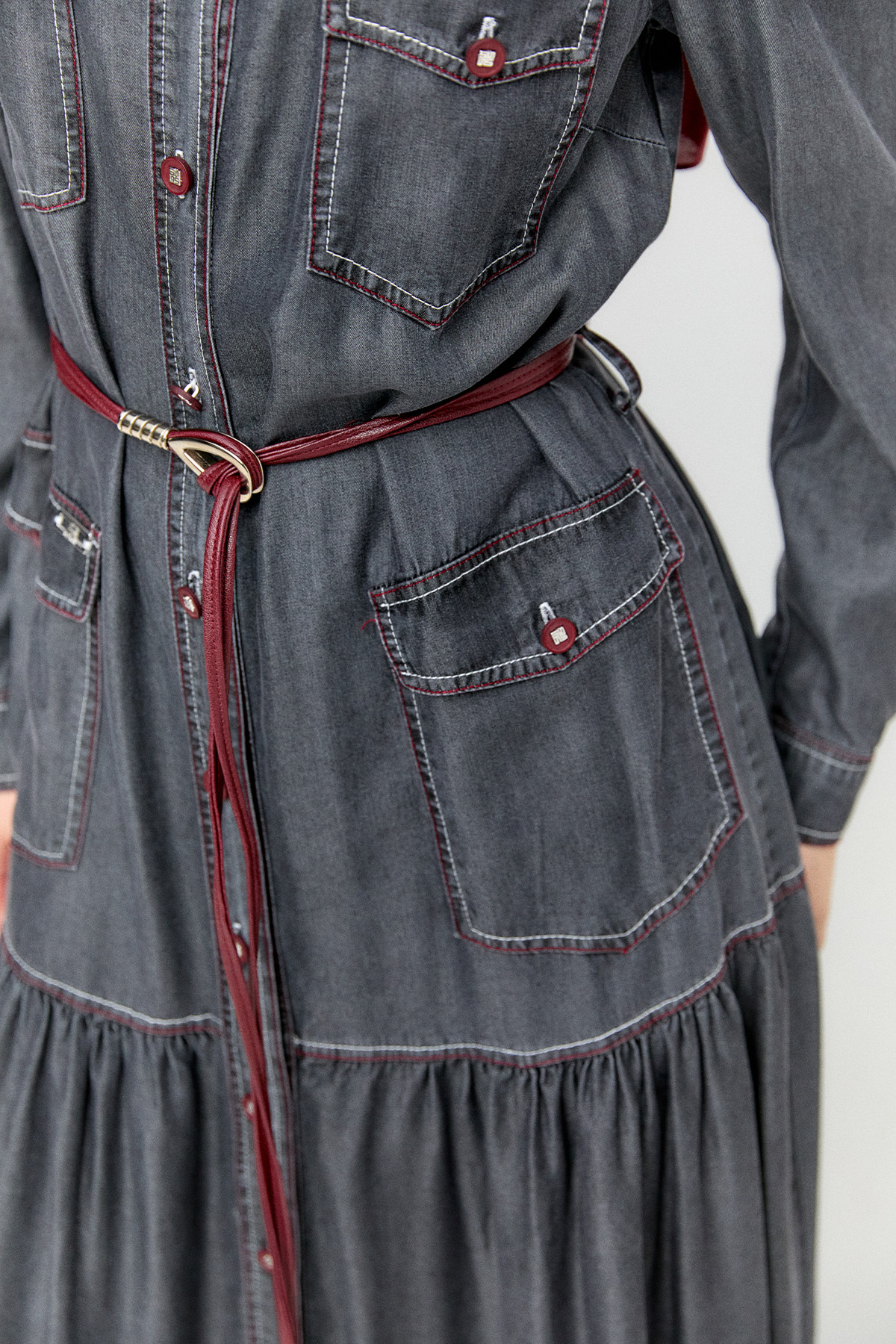 Punto Dikişli Denim Elbise, Tesettür Giyim