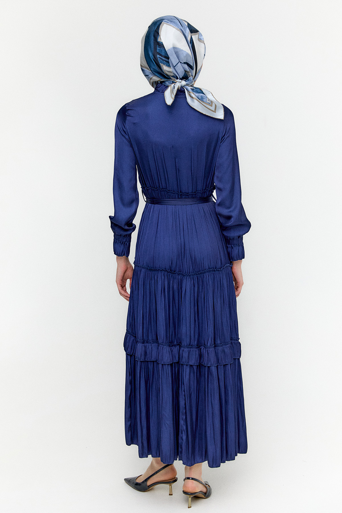 Büzgülü Saten Elbise, Tesettür Giyim