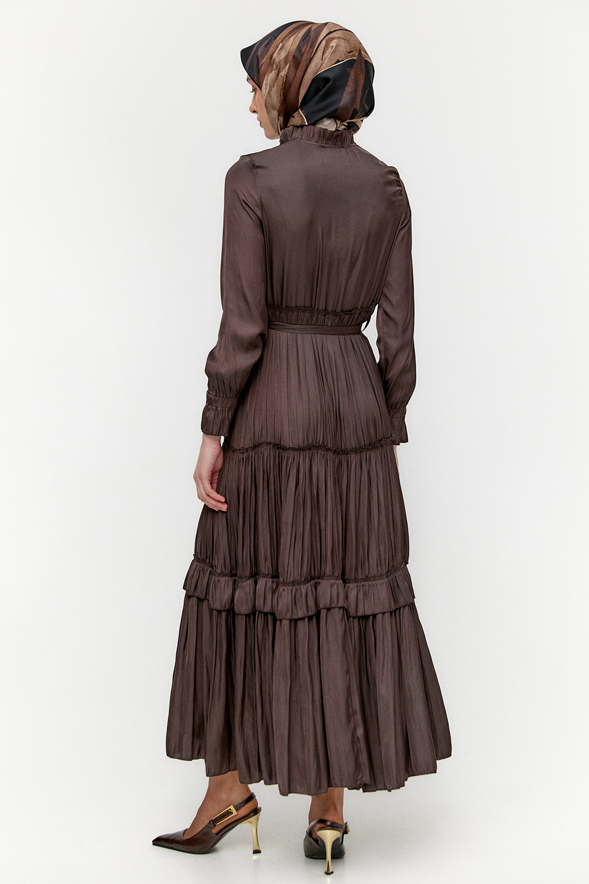 Büzgülü Saten Elbise, Tesettür Giyim