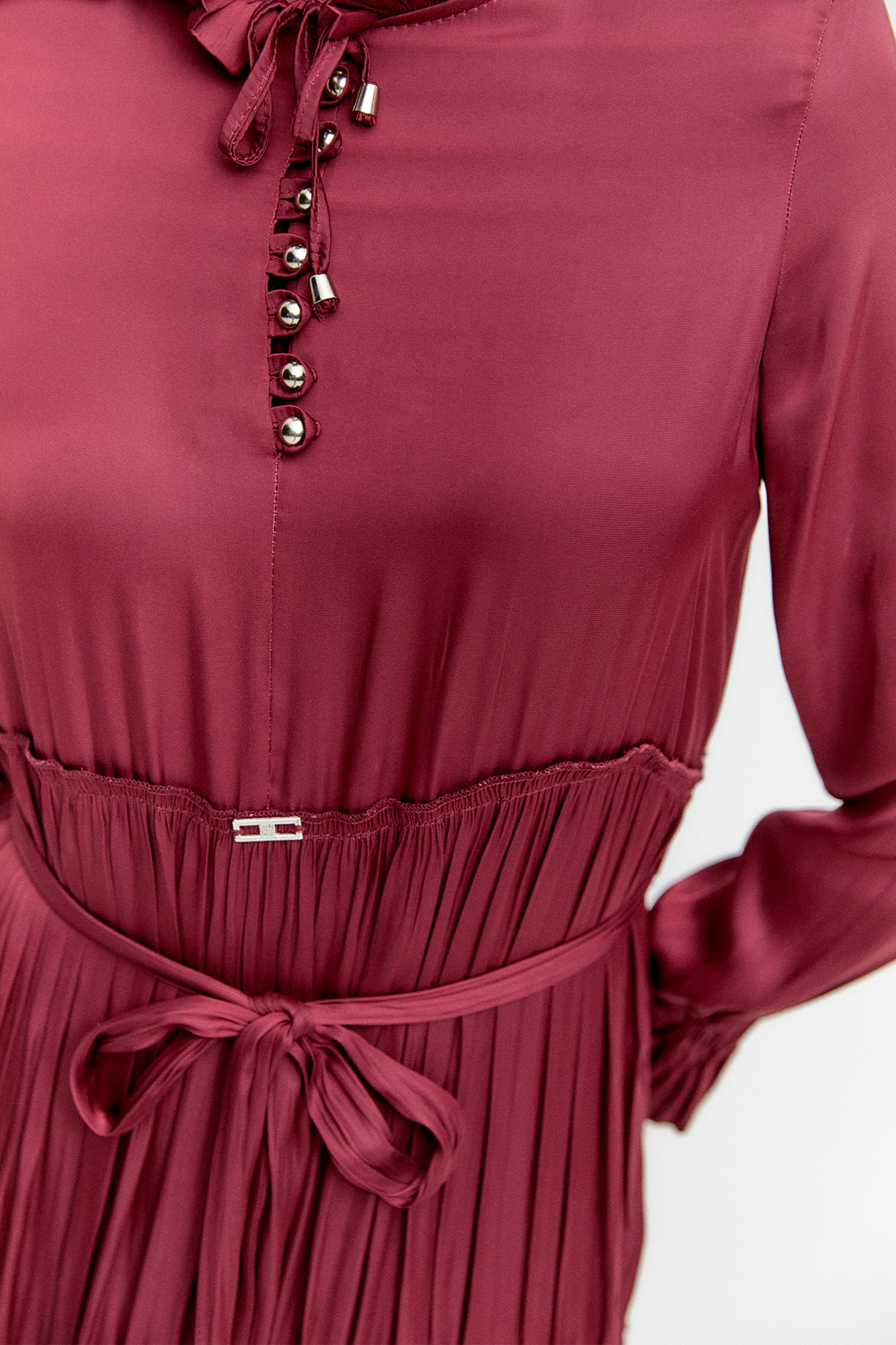 Büzgülü Saten Elbise, Tesettür Giyim