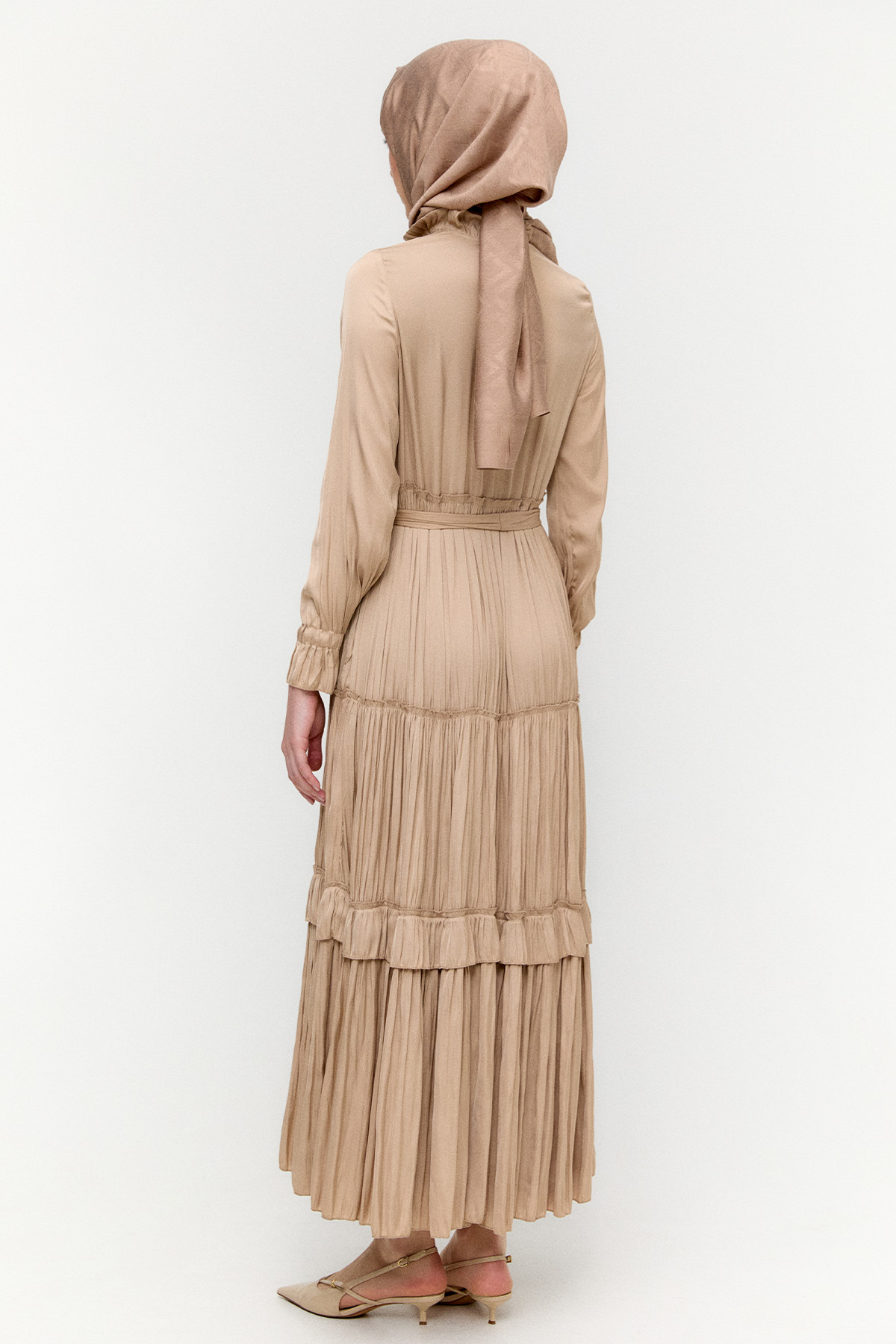 Büzgülü Saten Elbise, Tesettür Giyim