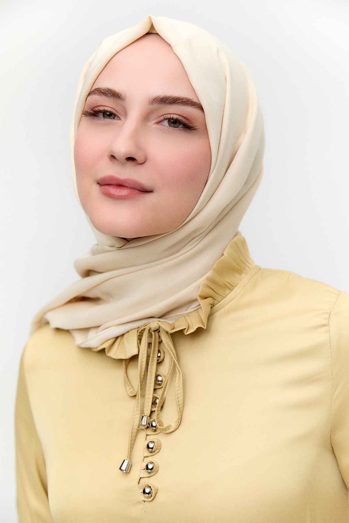 Büzgülü Saten Elbise, Tesettür Giyim