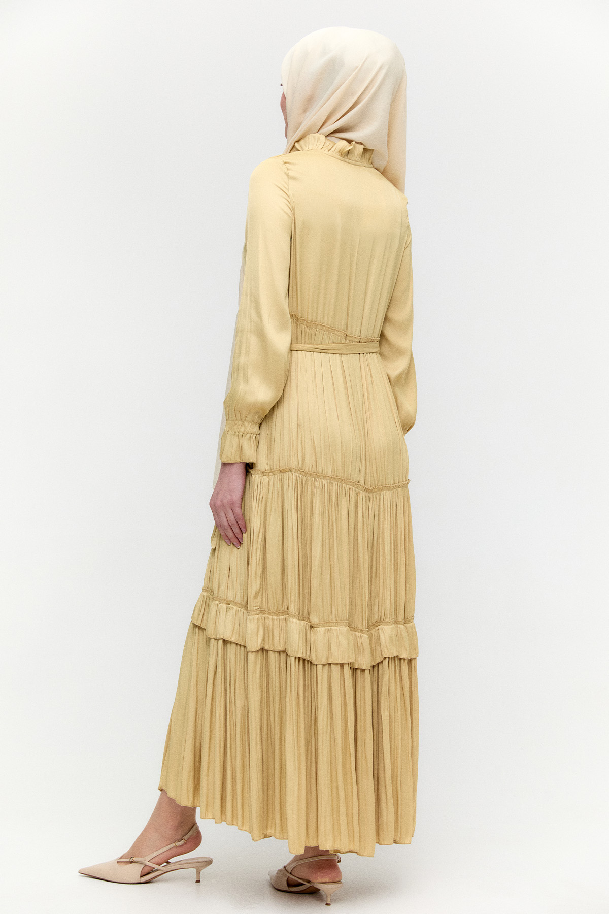 Büzgülü Saten Elbise, Tesettür Giyim