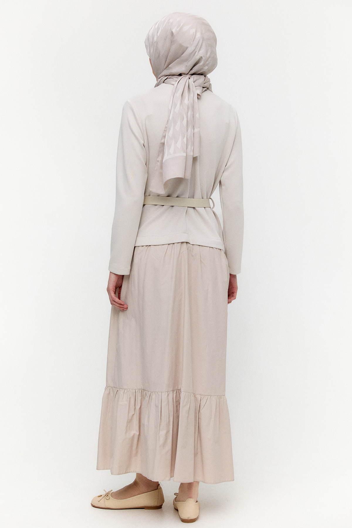 Logo Kemerli Büzgülü Elbise, Tesettür Giyim