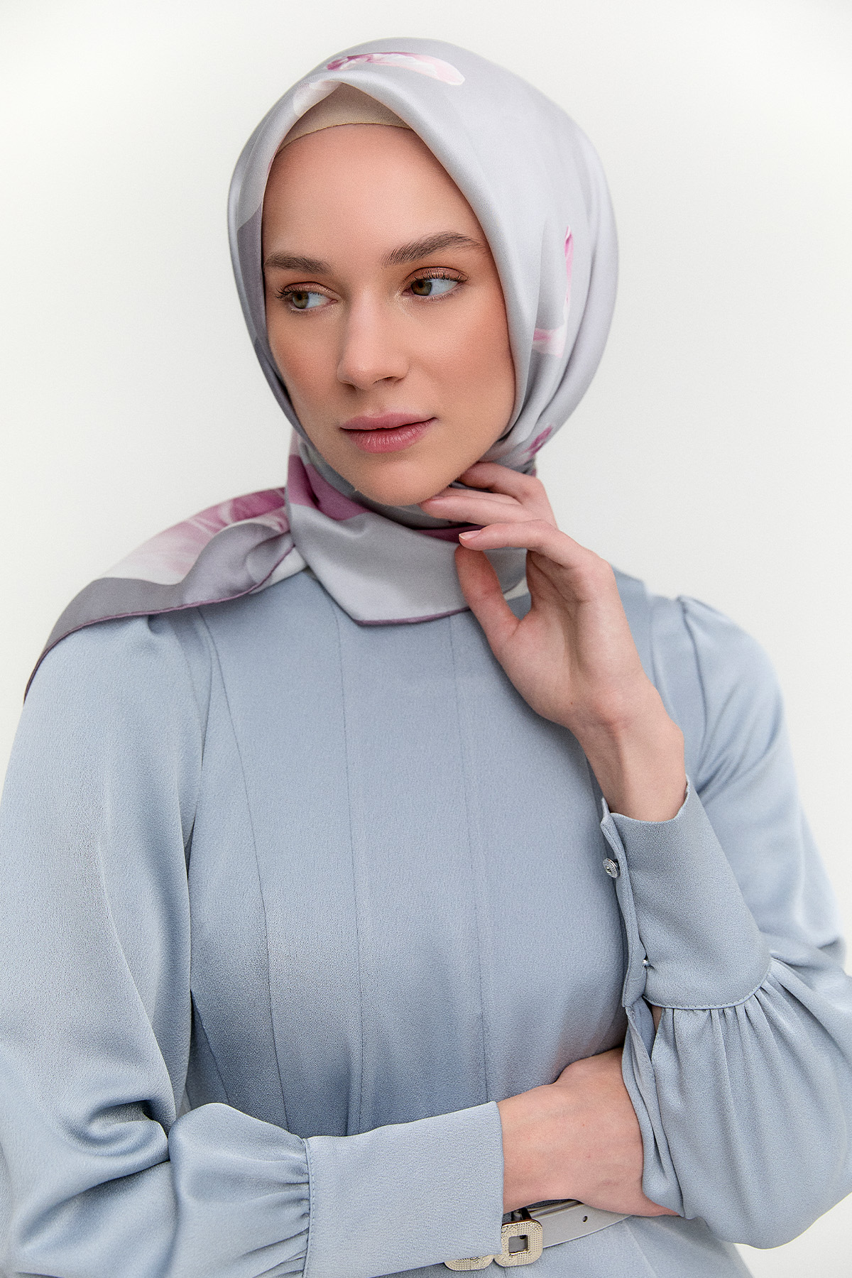 Kemerli Saten Davet Elbise, Tesettür Giyim